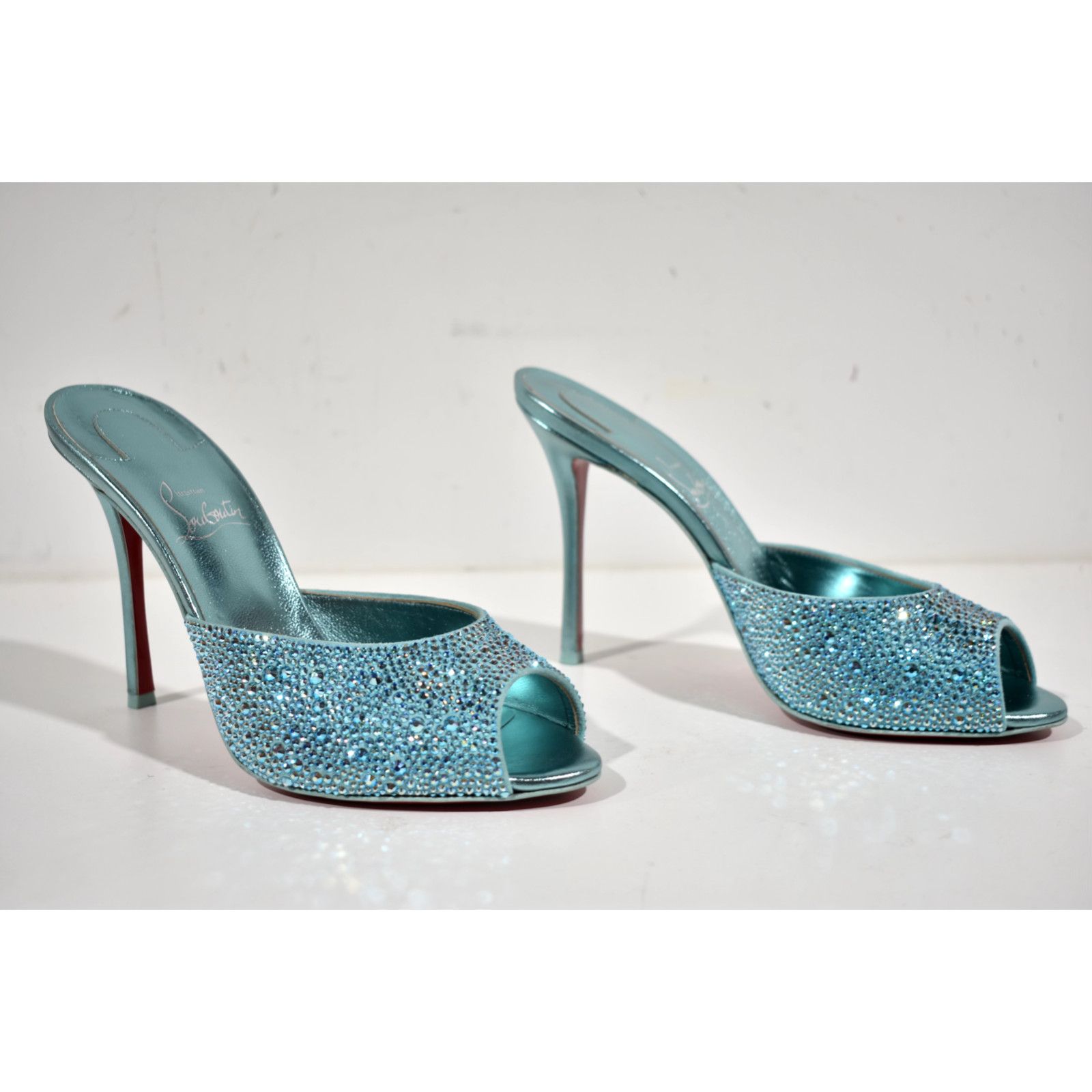Christian Louboutin Christian Louboutin Me Dolly Strass 100 Blue Backless Size US 10 / IT 40 - 4 Thumbnail