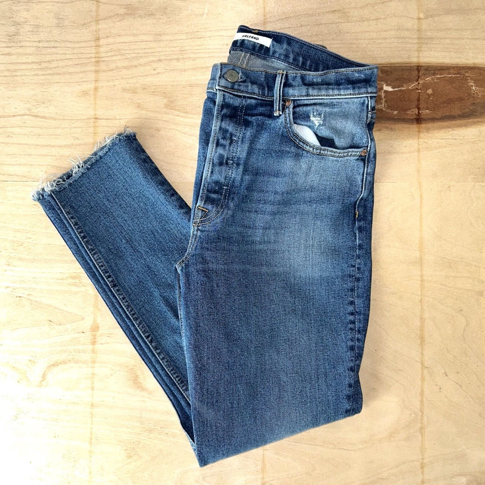 GRLFRND VINTAGE Grlfrnd Karolina Jeans Close to You Blue 29x27 90s USA Womens High Rise Denim Slim Fit 5-Pocket Cotton Buttons Logo Baggy? Size 29" - 2 Thumbnail