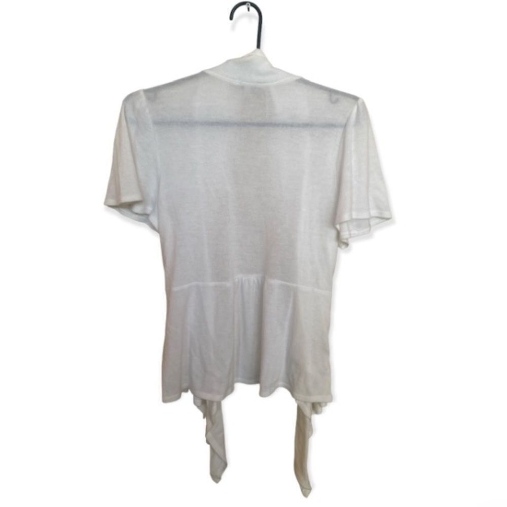 Other Moa Moa White Draped Open Front Short Sleeve Cardigan Cover- Size L / US 10 / IT 46 - 2 Thumbnail