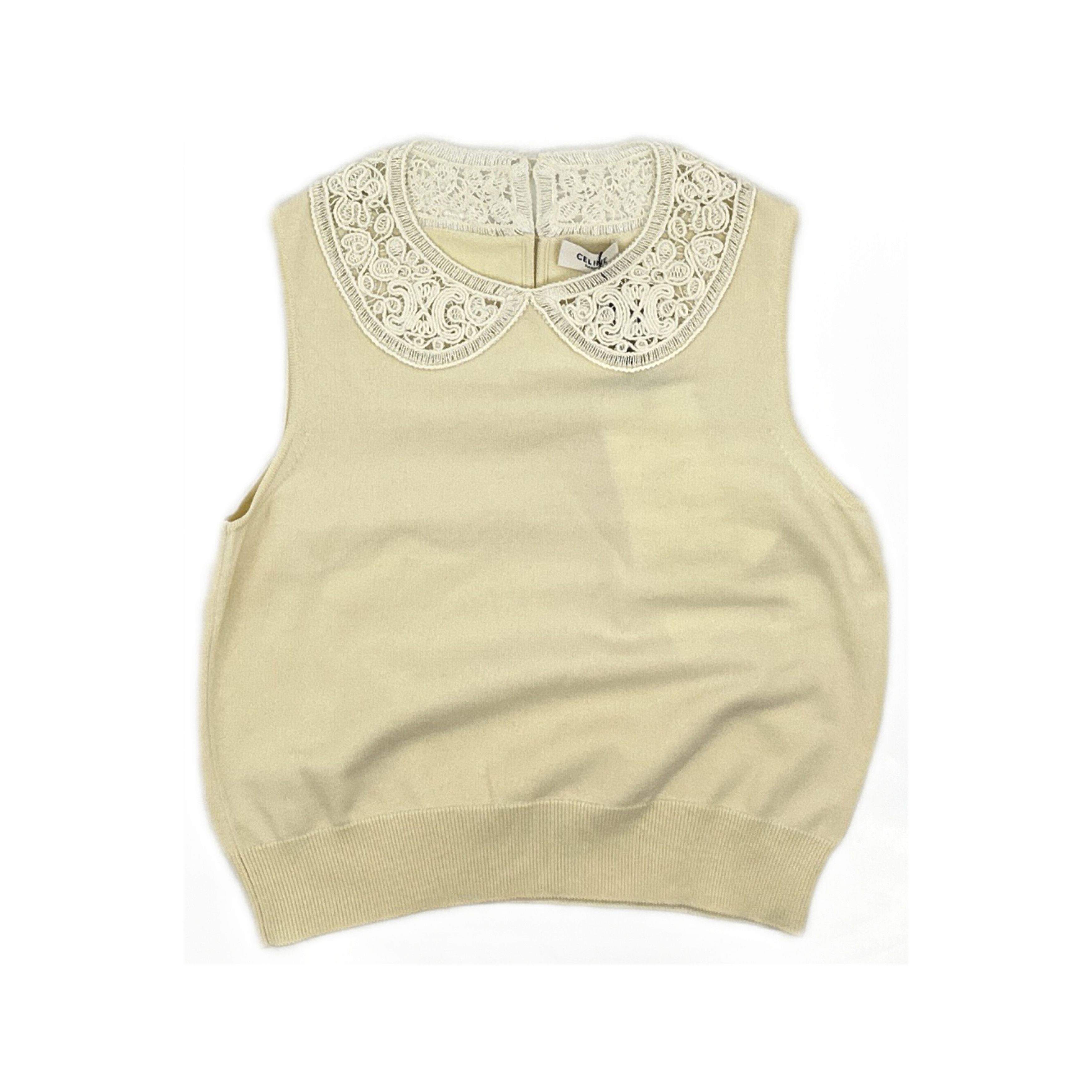 Celine CELINE Lace Collar Sleeveless Wool Sweater Size S Size S / US 4 / IT 40 - 1 Thumbnail
