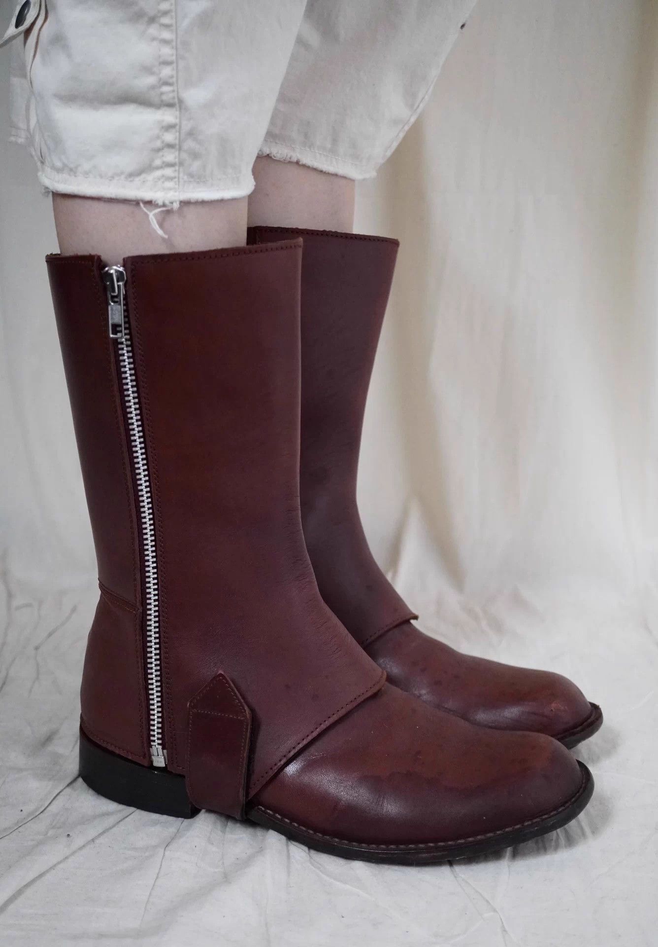 Y's Y'S Yohji Yamamoto 1990s Chunky Cute Armored Brown Boots 38 Size US 7.5 / IT 37.5 - 3 Thumbnail
