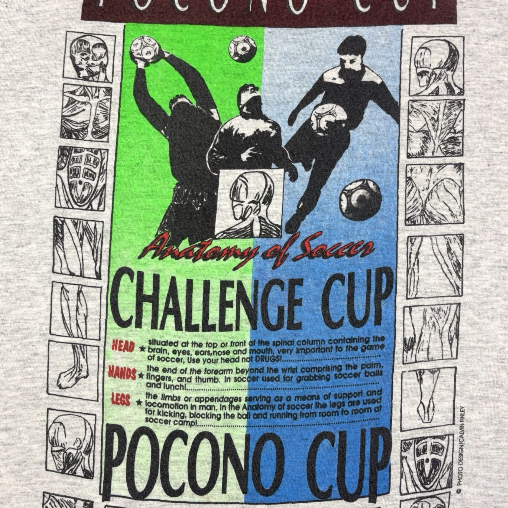 Fruit Of The Loom VINTAGE 90s Anatomy Of Soccer Art Promo T Shirt Mens M Gray Cotton Graphic Print Crew Neck Short Sleeve Classic Fit Size US M / EU 48-50 / 2 - 4 Thumbnail