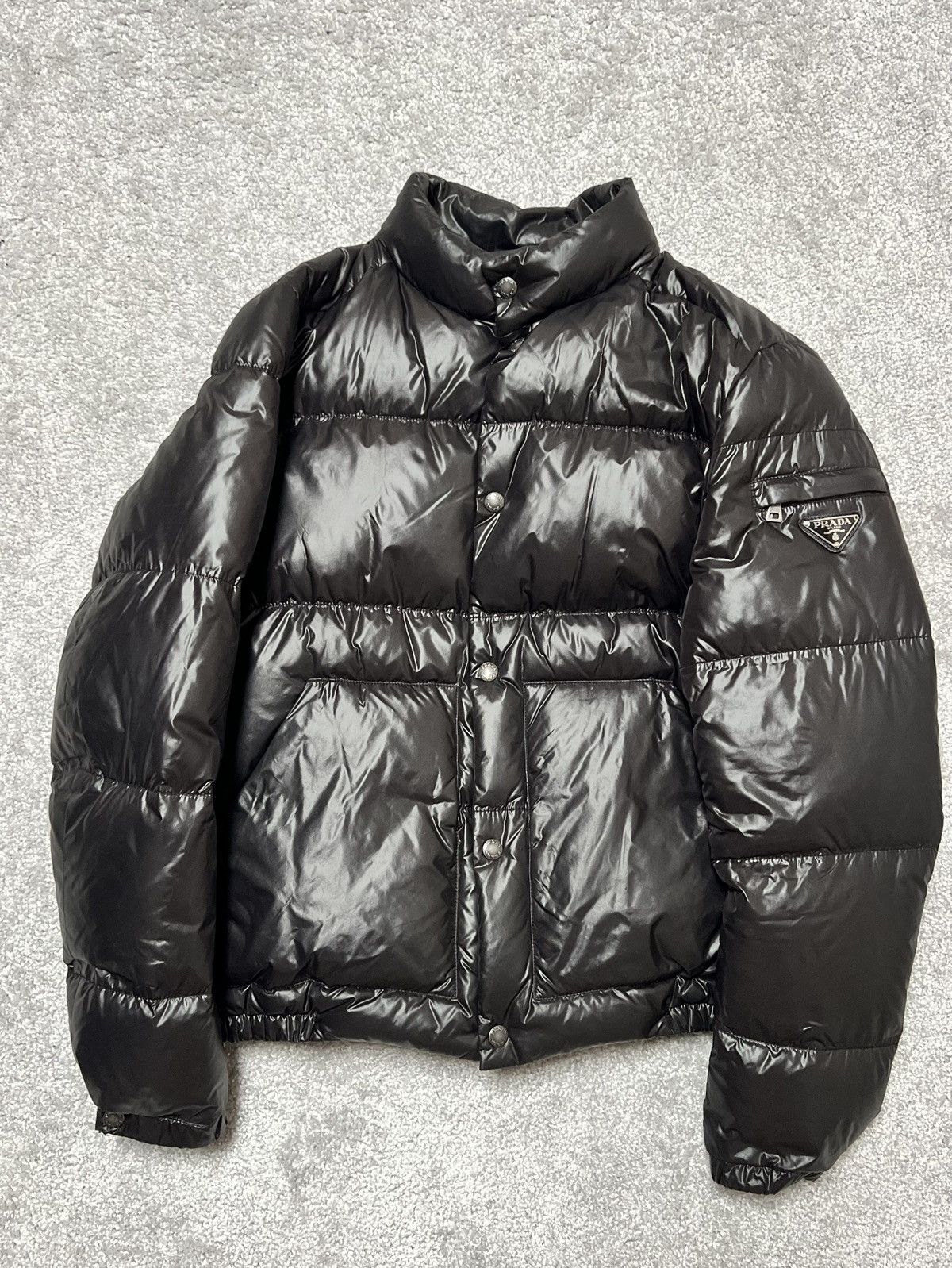 Prada Prada Black Shiny Triangle Logo Down Jacket Size M Size US M / EU 48-50 / 2 - 1 Thumbnail