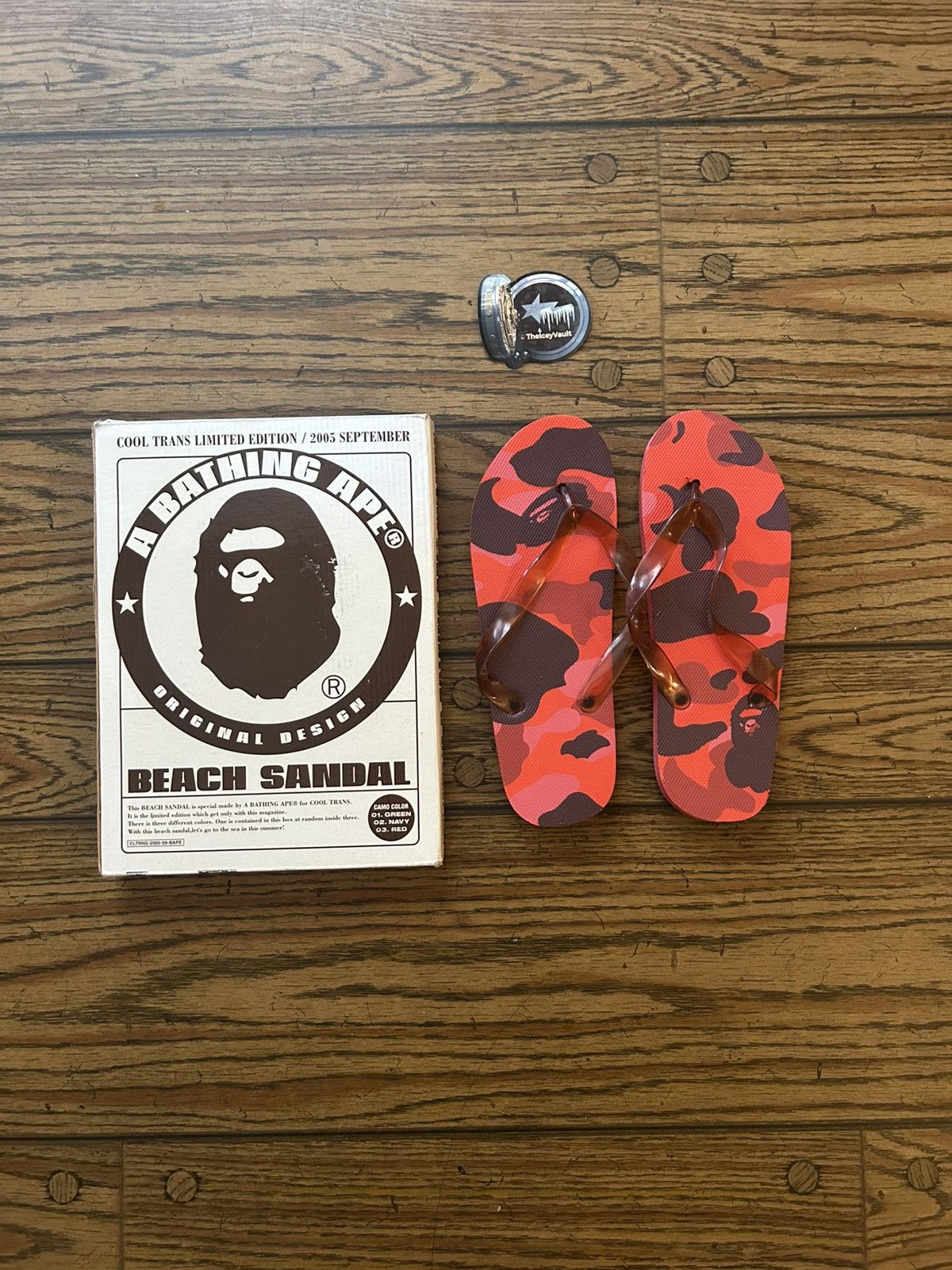 NEW 2005 Bape Red Camo Flip Flop Sandals