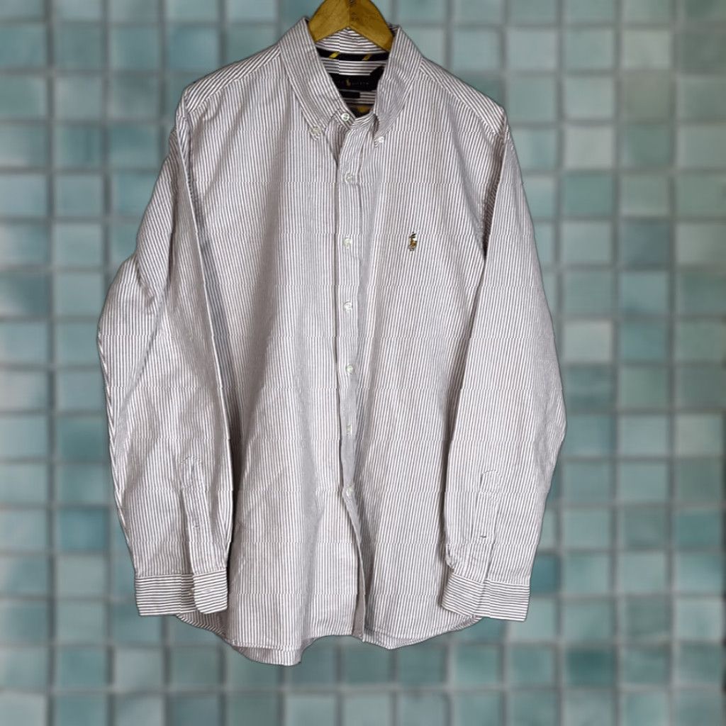 Ralph Lauren Ralph Lauren Shirt XL Red Striped Cotton Long Sleeve Custom Fit Color Pony Button-Up Mens Size US XL / EU 56 / 4 - 1 Thumbnail