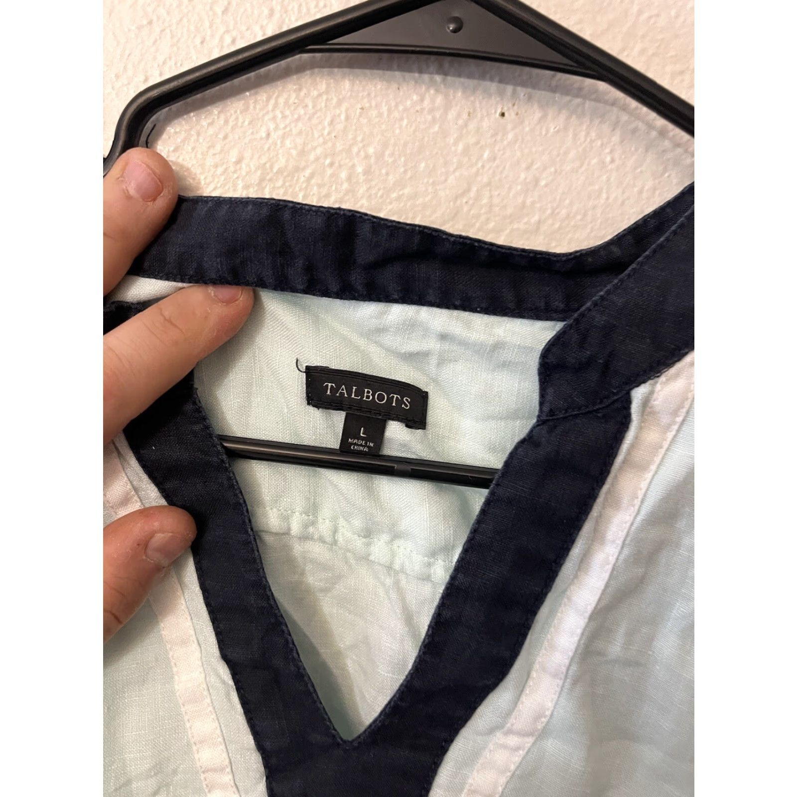 Talbots TALBOTS Light Blue Linen Blouse Long Sleeve Large Womens Size L / US 10 / IT 46 - 3 Thumbnail