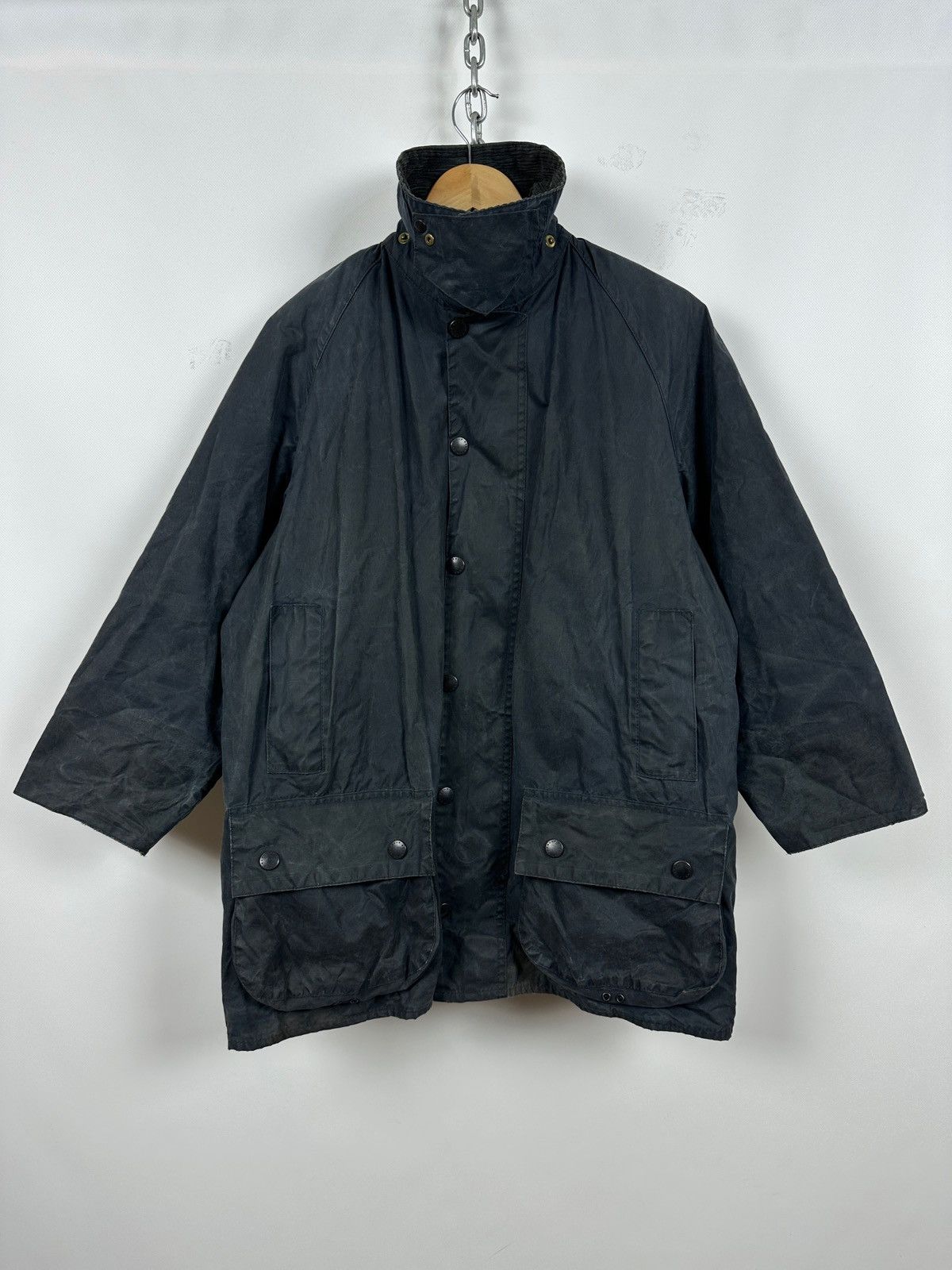 Barbour Vintage Barbour Beaufort Navy Waxed Jacket/Warm Pile Lining Size US L / EU 52-54 / 3 - 1 Thumbnail
