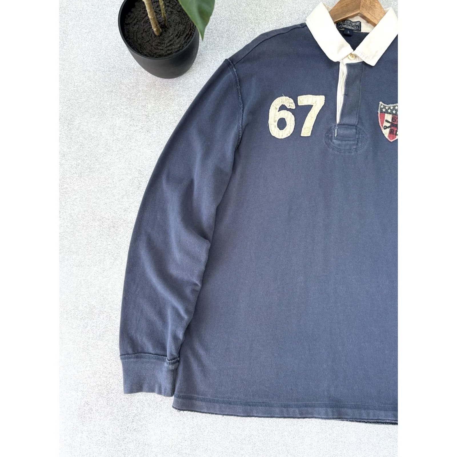 Ralph Lauren VINTAGE Ralph Lauren Polo Jeans Company Long Sleeve Sweatshirt Shirt Men L Blue 67 90s Archive Logo Polo Ralph Lauren Six Seven Size US L / EU 52-54 / 3 - 4 Thumbnail
