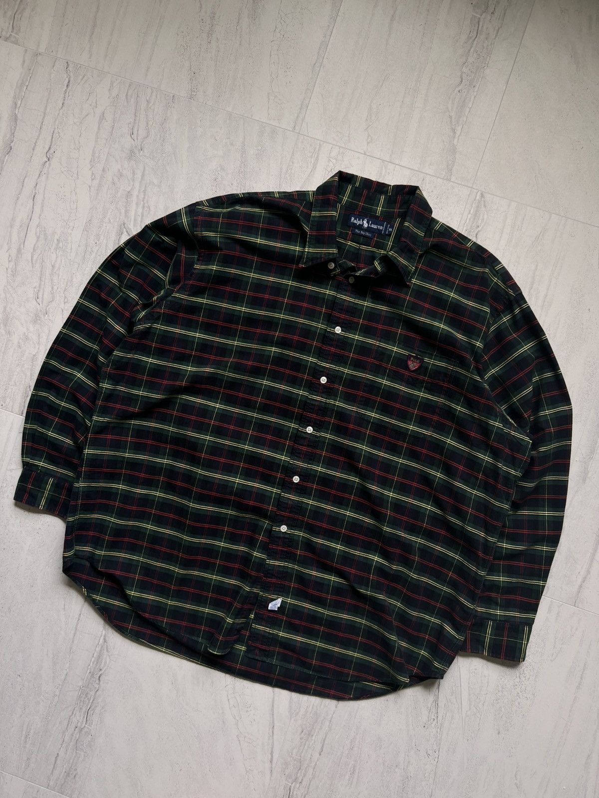 Polo Ralph Lauren Vintage Polo Ralph Lauren Green Plaid Button Up Dress Shirt Size US XL / EU 56 / 4 - 2 Thumbnail