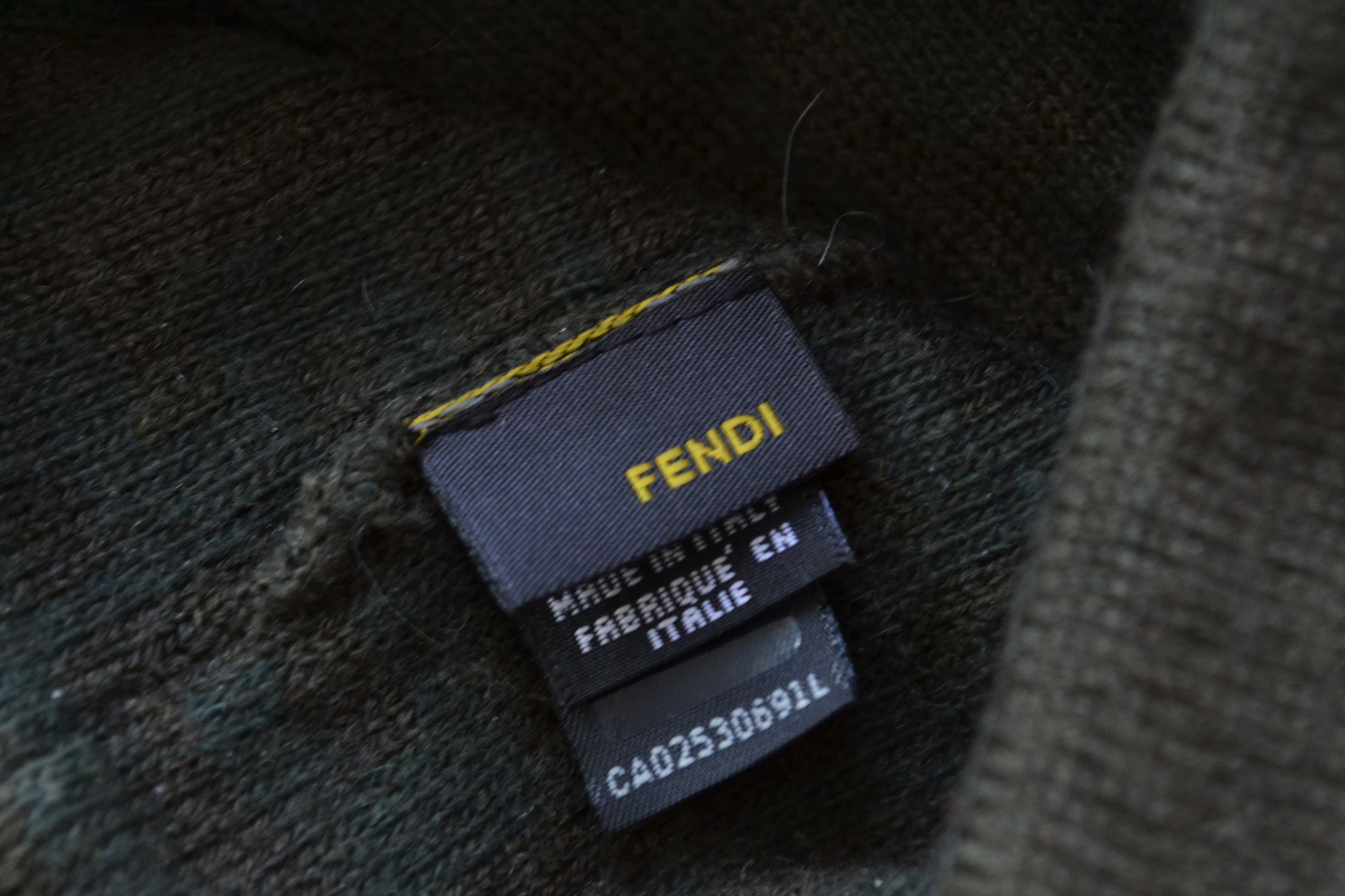 Fendi FENDI Hat Pom Pom Monogram FF Wool Beanie Green Brown Size ONE SIZE - 3 Thumbnail
