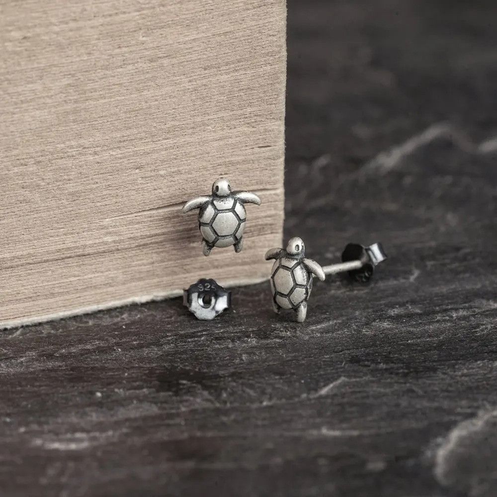 Jewelry Tiny Turtle Ocean Stud Earrings 925 Sterling Ear Charms Gift Size ONE SIZE - 1 Thumbnail