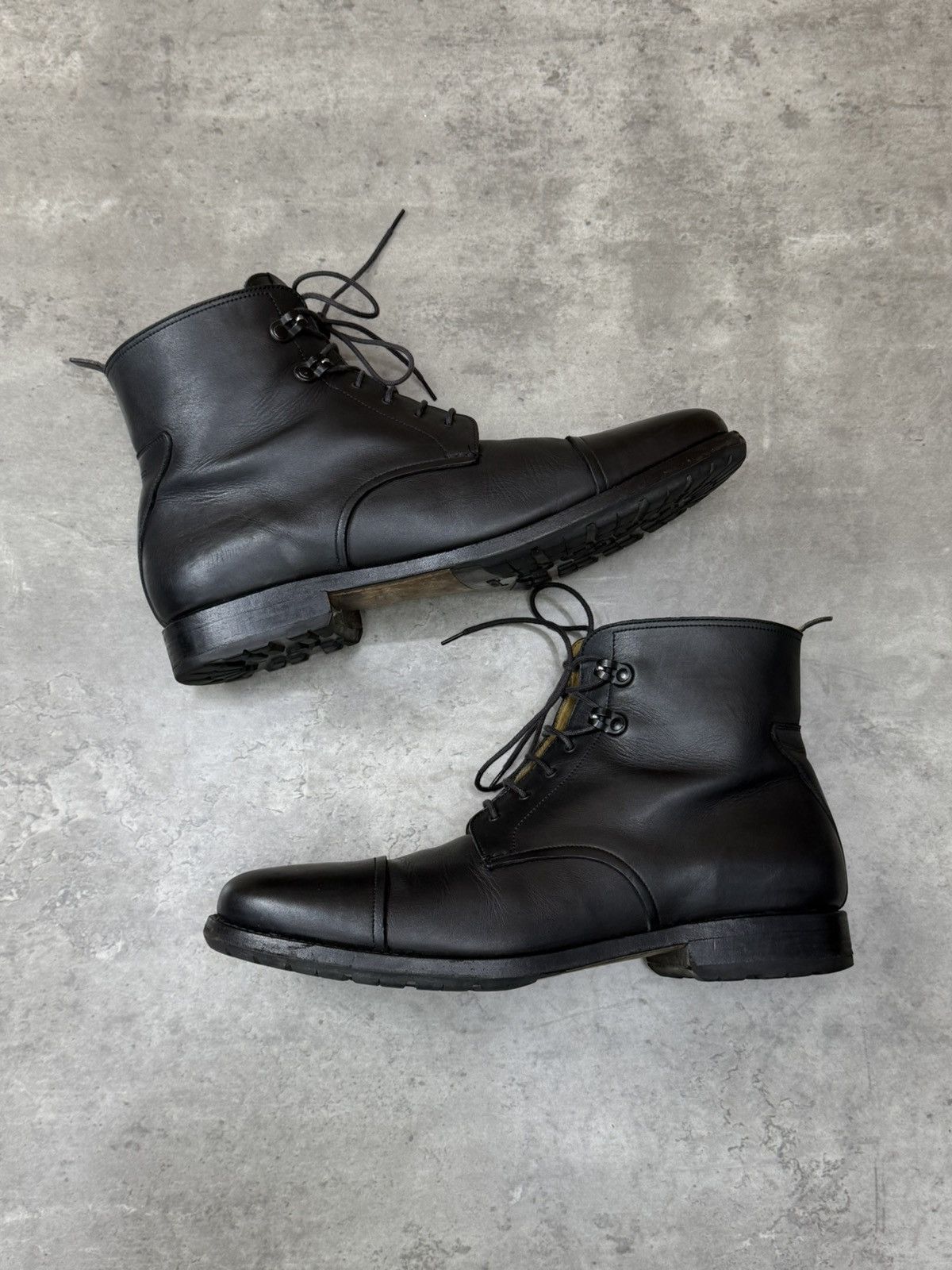 Heschung Heschung Black Leather Cap Toe Lace Up Ankle Boots Size 9 Size US 10 / EU 43 - 14 Thumbnail