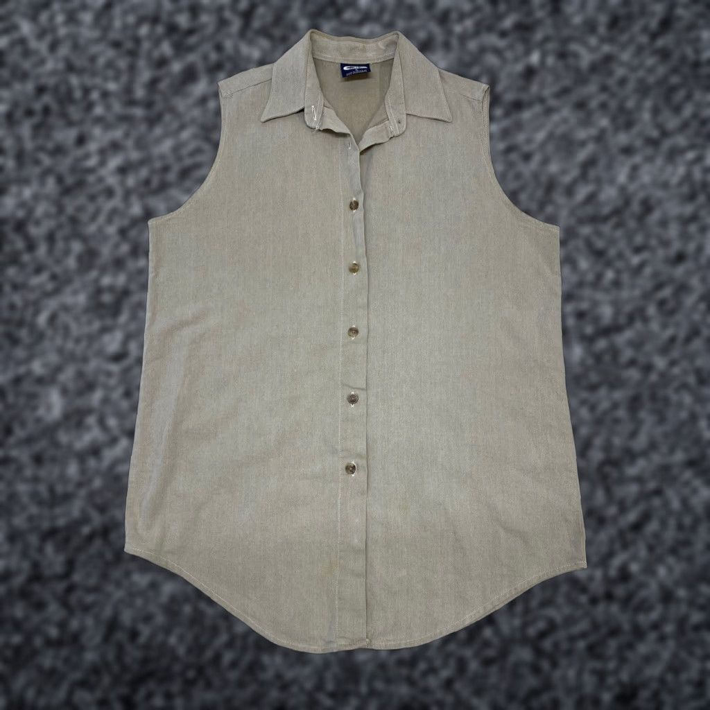 Vintage VINTAGE Three Rivers Button Up Vest Womens Large Beige Collared ...