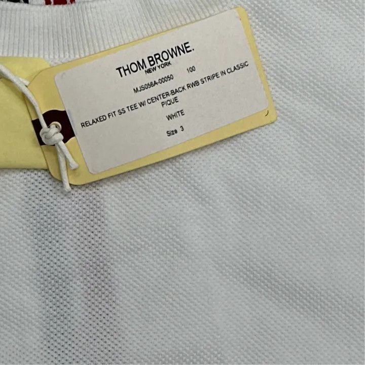 Thom Browne Thom Browne White Striped Cotton Short Sleeve T-Shirt -2507 Size US M / EU 48-50 / 2 - 3 Thumbnail