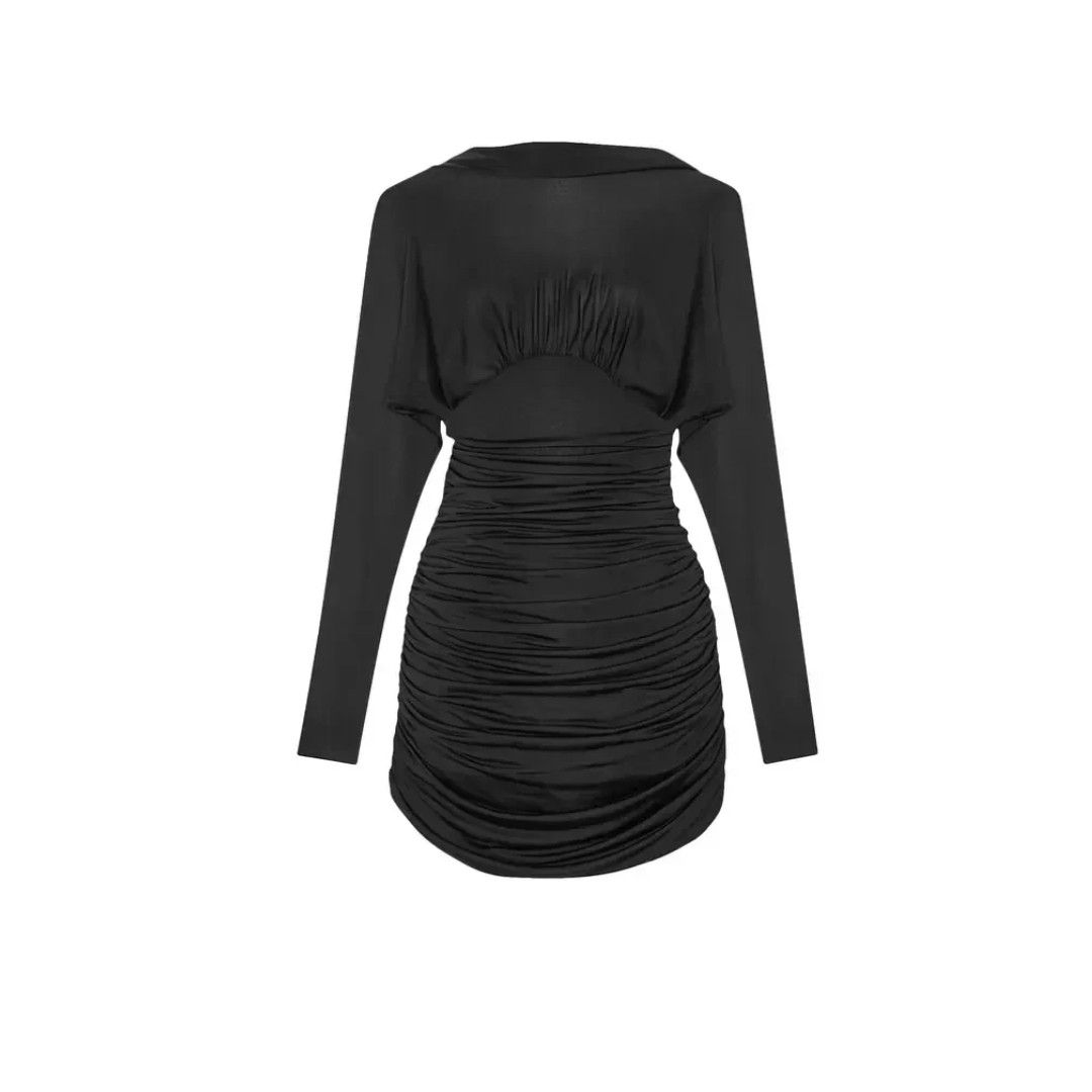 Saint Laurent Paris o1b1hav110525 701047 Cowl Back Dress in Lurex Jersey Black Size XL / US 12-14 / IT 48-50 - 1 Thumbnail
