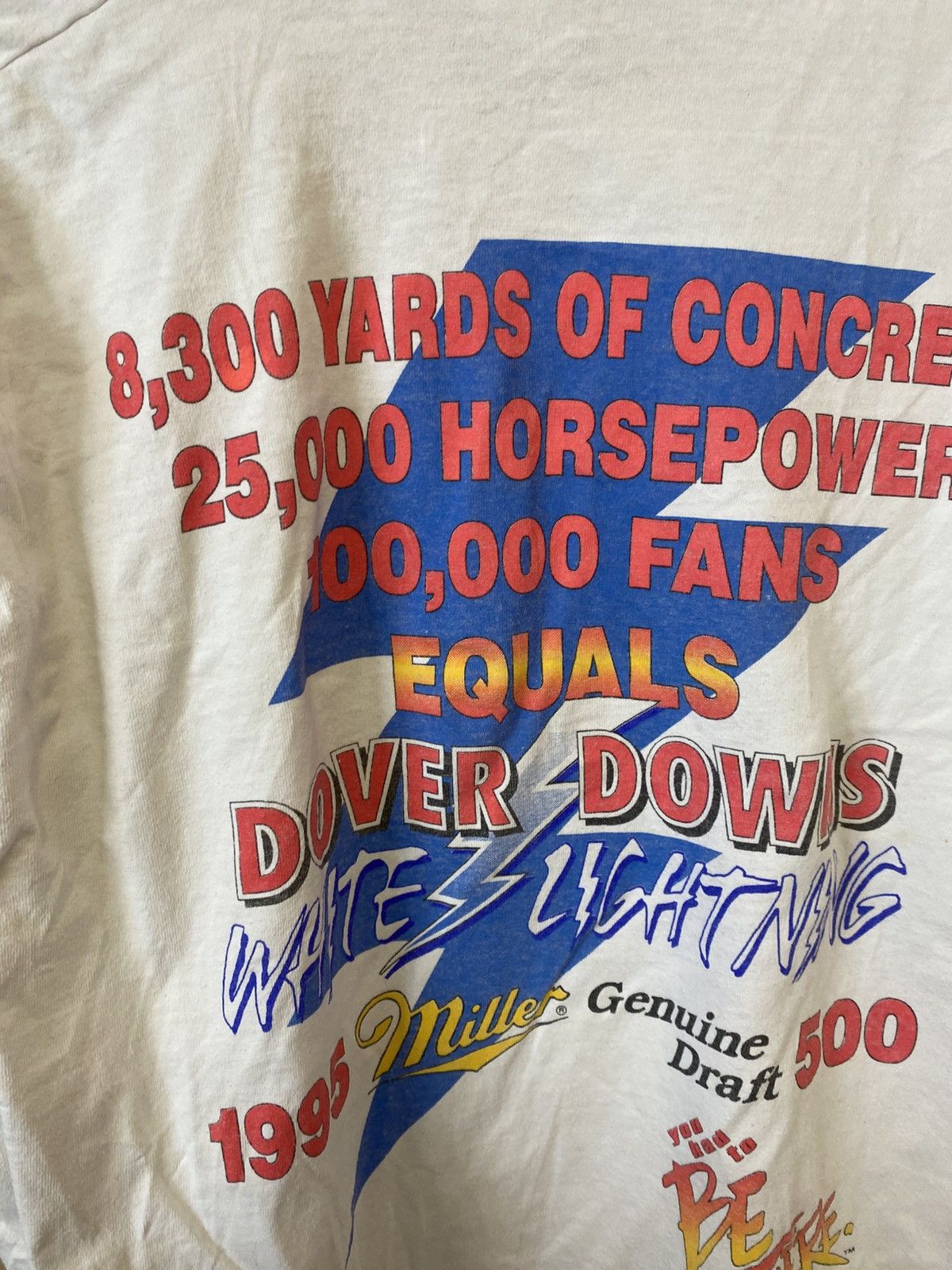 Vintage 1995 Sports Marketing Dover Downs White Lighting T-Short Size US XL / EU 56 / 4 - 3 Thumbnail