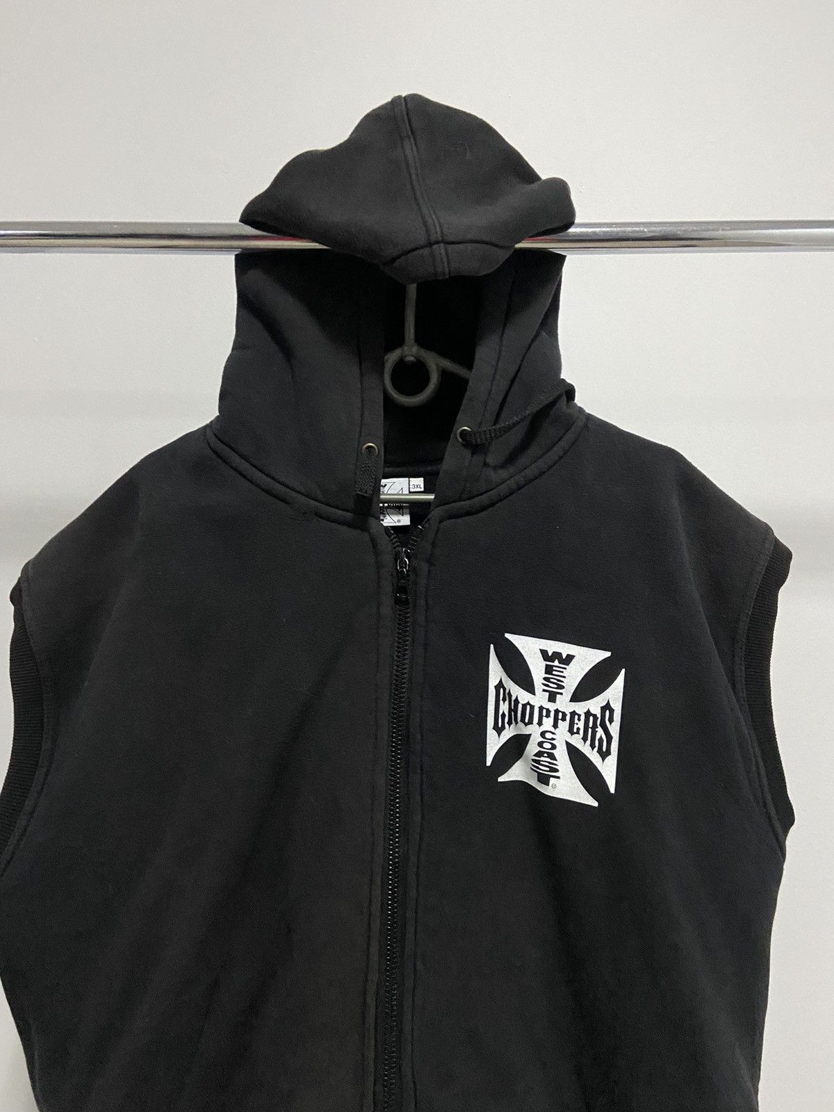 Vintage × West Coast Choppers Choppers Austin zip vest hood big logo sleeveless Size US XXL / EU 58 / 5 - 3 Thumbnail