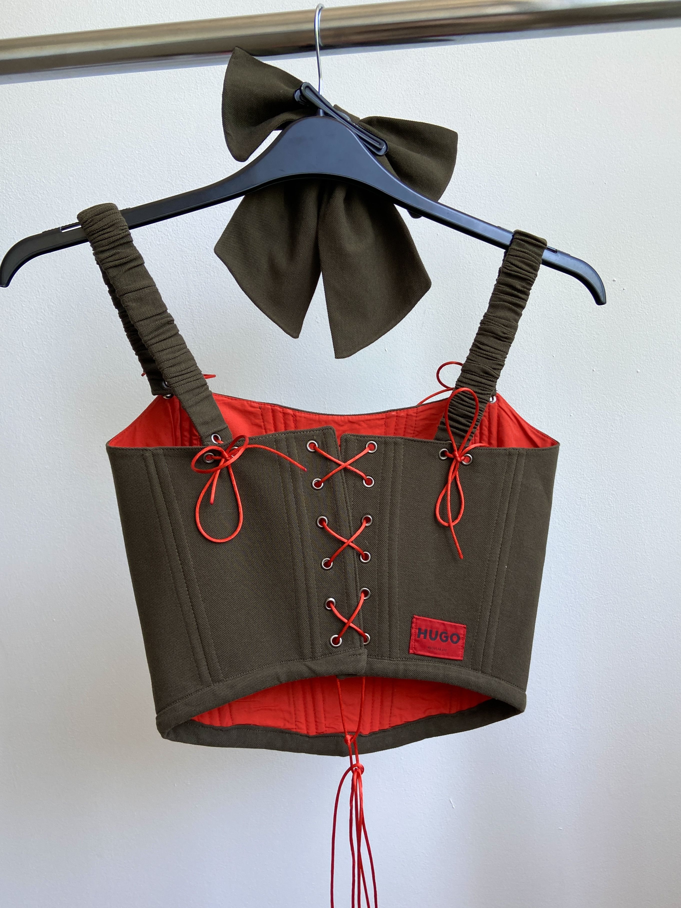 Handmade Handmade Hugo Boss Khaki Icon Women's Tank Crop Top Corset Size S / US 4 / IT 40 - 2 Thumbnail
