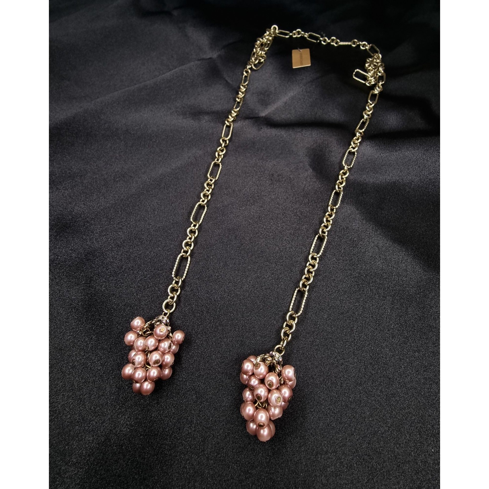 Vintage Heidi Daus Long Gold-Tone Necklace With Pink Pearl Cluster P Size ONE SIZE - 3 Thumbnail