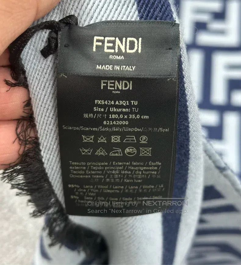 Fendi Fendi size 180*35 cm Blue and White Two-Sided Monogram Logo Size ONE SIZE - 4 Thumbnail
