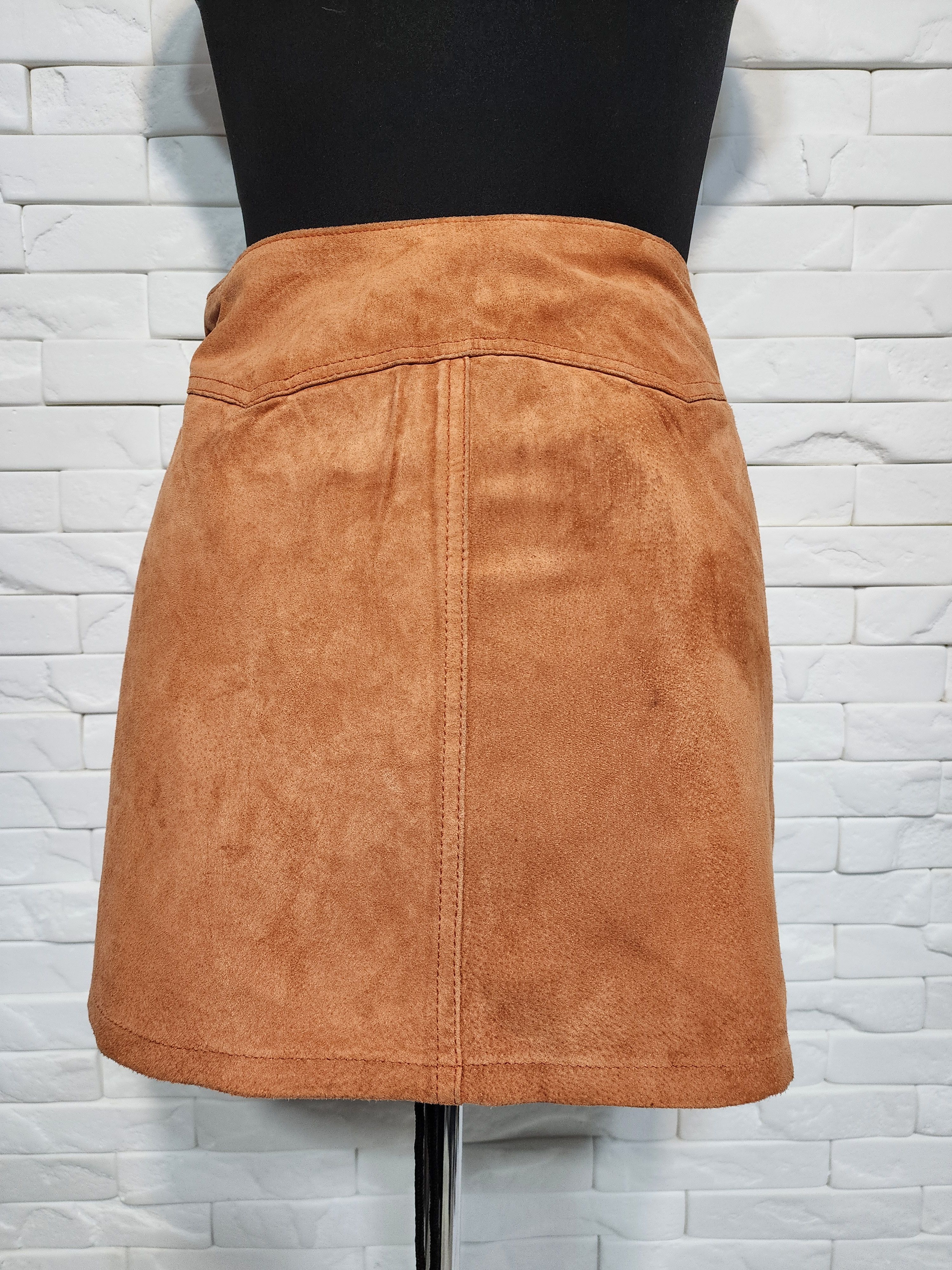 Genuine Leather Vintage Brown Leather Suit: Suede Vest & Skirt Size 29" - 8 Thumbnail