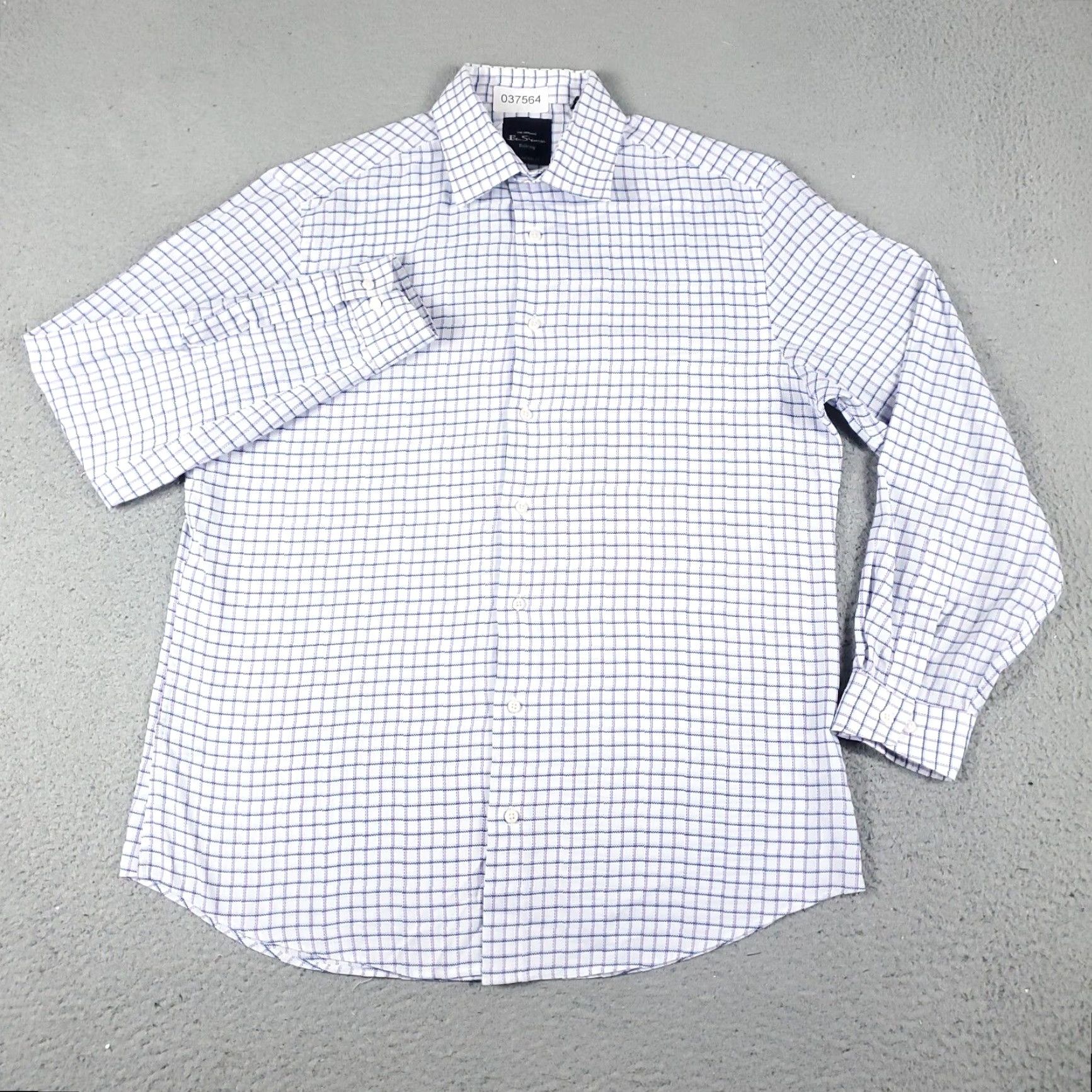 Ben Sherman Ben Sherman Shirt Mens M Blue White Purple Check Button Up Long Sleeve Casual Formal Workwear - Cotton Button-Down Collar — Mens Size US M / EU 48-50 / 2 - 2 Thumbnail