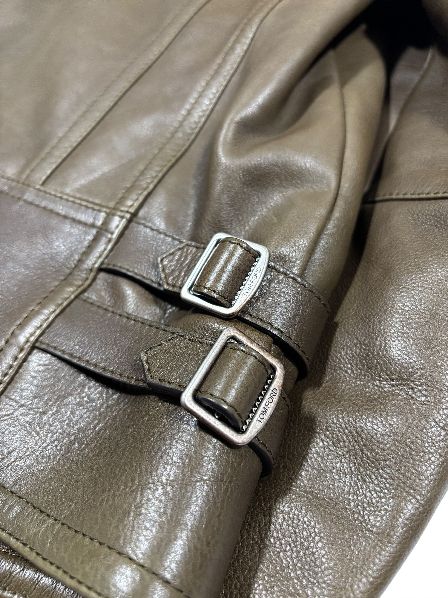 Tom Ford TOM FORD Grain Leather Biker Jacket Brown Size 48 NWT Size US M / EU 48-50 / 2 - 13 Thumbnail