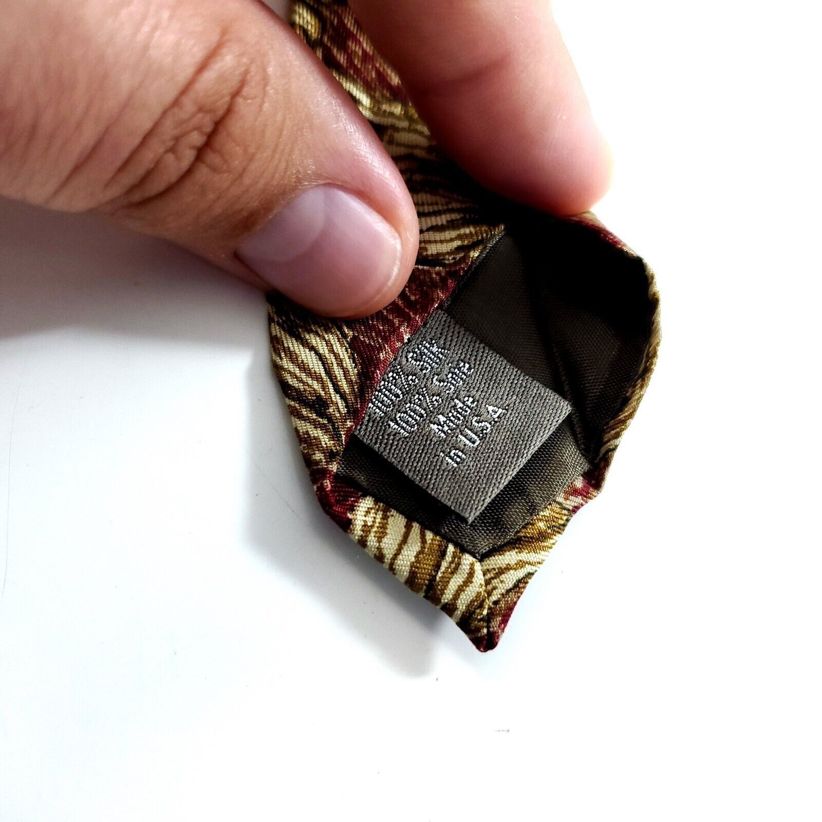 Calvin Klein Vintage Calvin Klein Red Tan Floral Print Wide Silk Tie Size ONE SIZE - 4 Thumbnail