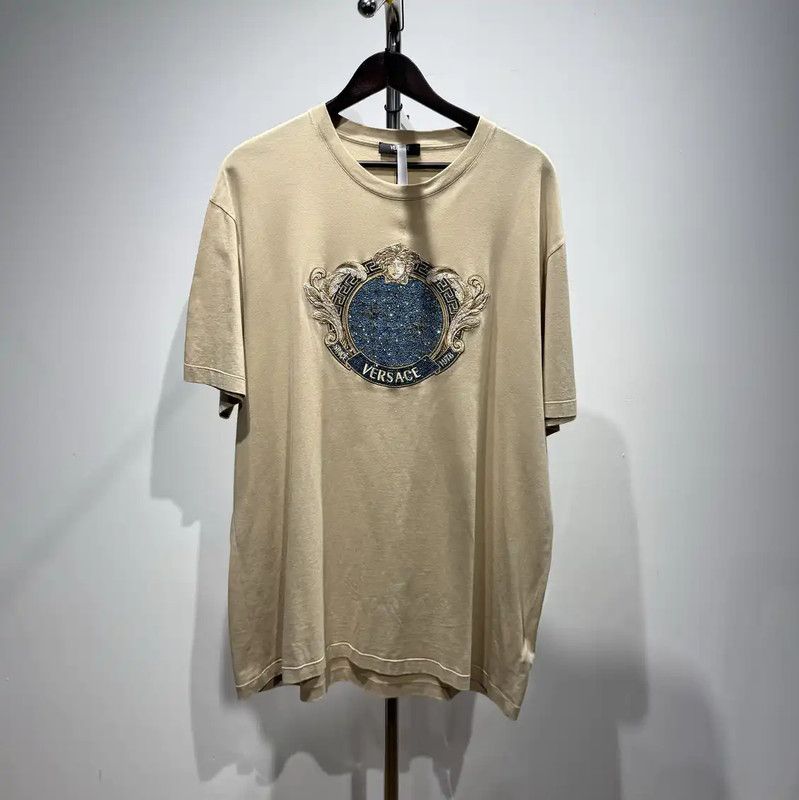 Versace Versace Beige Cotton Blend T-Shirt for Men 0089 Size US XXL / EU 58 / 5 - 1 Thumbnail
