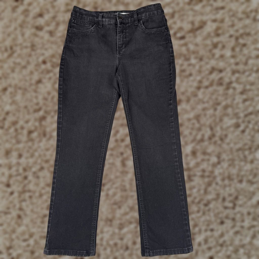 Jones New York Jones New York Jeans Womens 6P Black Lexington Straight Mid Rise Cotton 26x25 Size 28" / US 6 / IT 42 - 1 Thumbnail