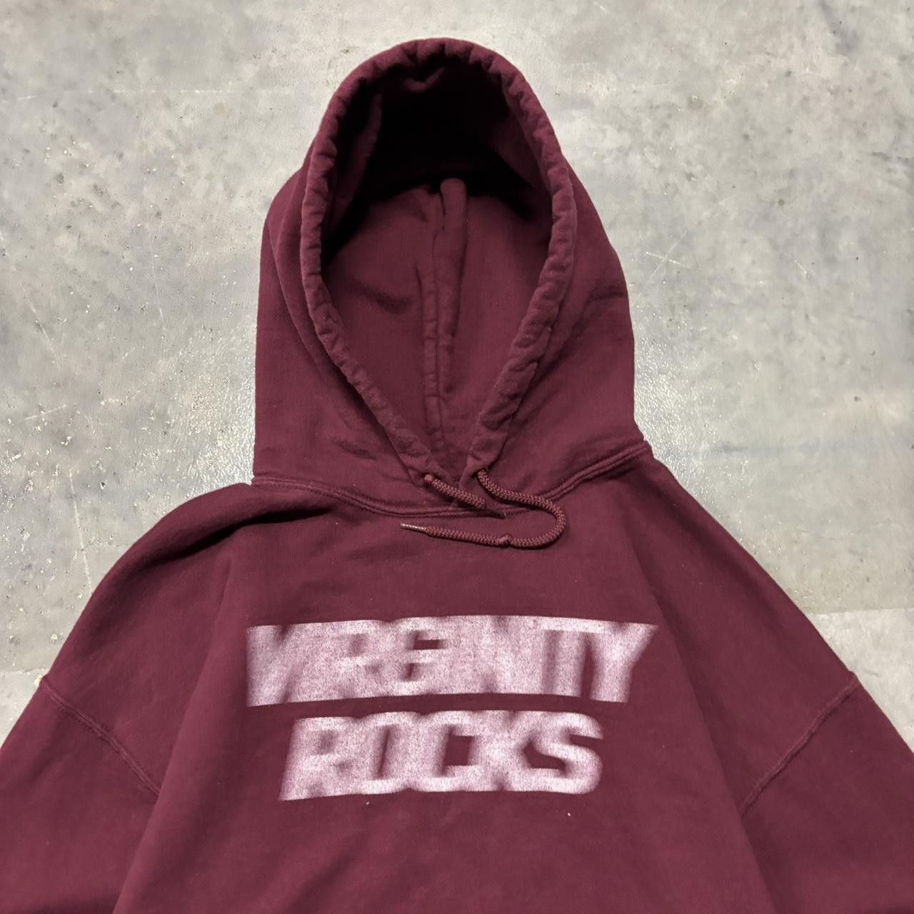 Japanese Brand × Vintage Crazy Vintage Y2K/2000s Burgundy Virginity Rocks Blurry Streetwear Funny Hoodie! Size US L / EU 52-54 / 3 - 2 Thumbnail