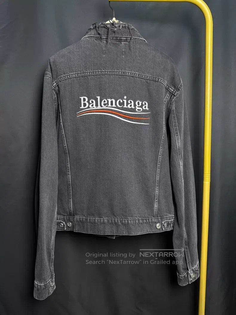 Balenciaga Balenciaga Classic Washed Black Coke Embroidered Denim Jac Size US S / EU 44-46 / 1 - 4 Thumbnail