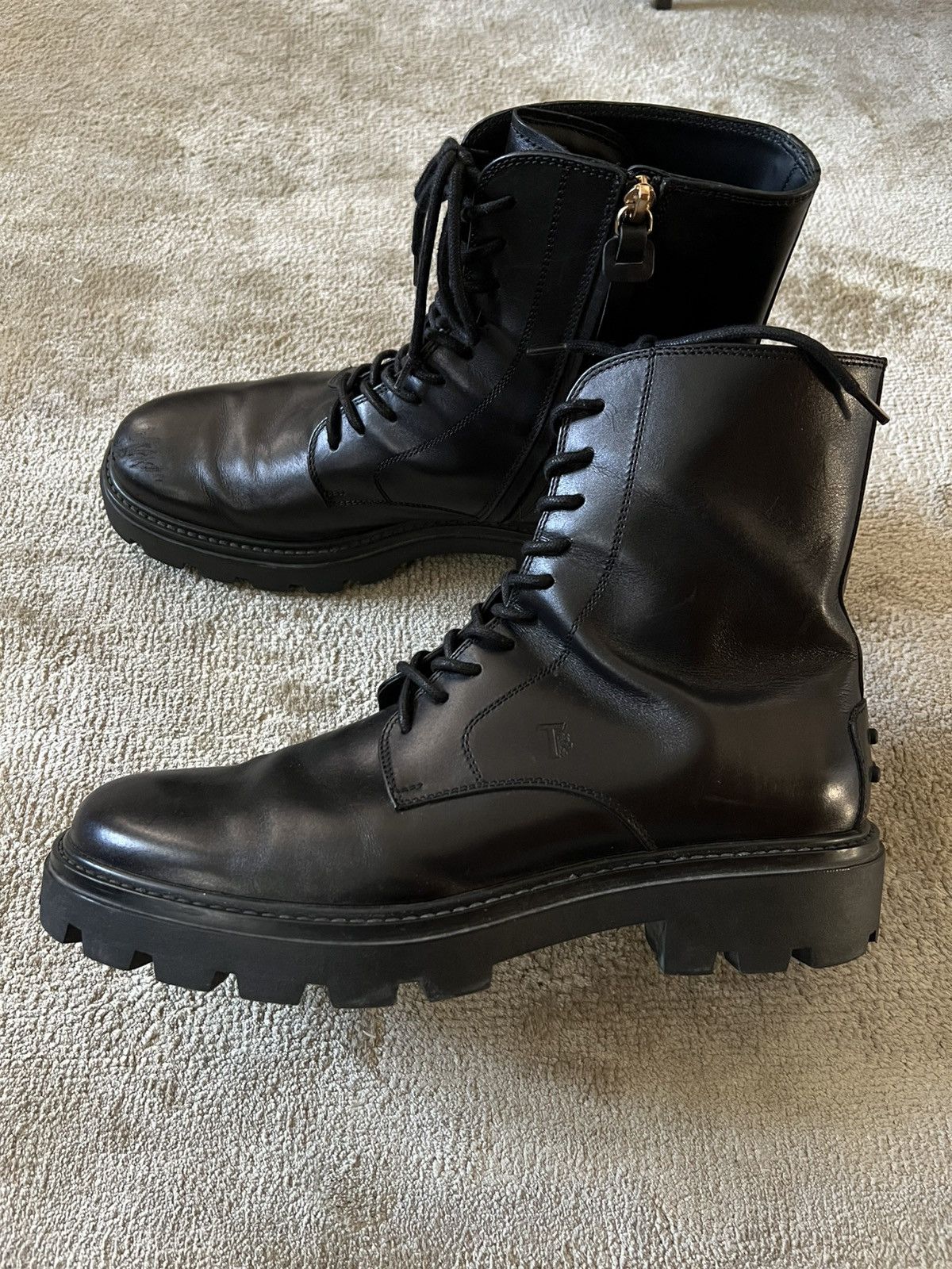Balenciaga Todd Calf Leather Combat Boots Size US 12 / EU 45 - 2 Thumbnail