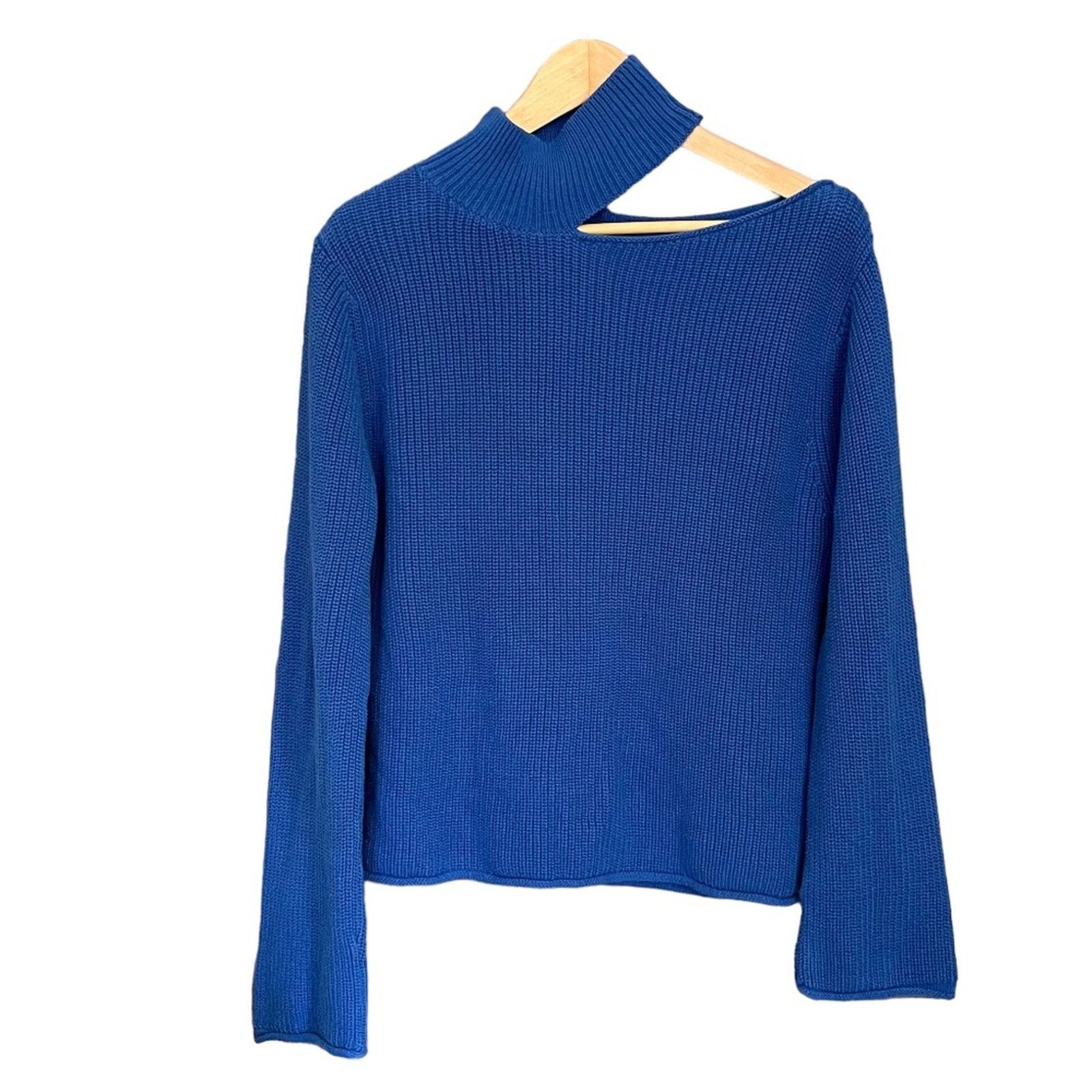 Rta RtA Langley Lagoon Blue Cutout Cotton Turtleneck Sweater Size S / US 4 / IT 40 - 1 Thumbnail