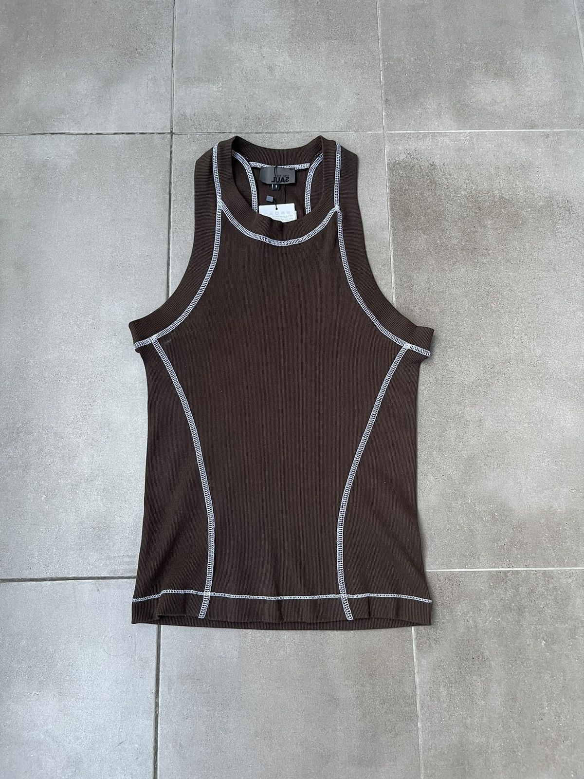 Saul Nash !DS! SS23 Saul Nash Brown Overlock Stitch Tank Top Size US S / EU 44-46 / 1 - 8 Thumbnail