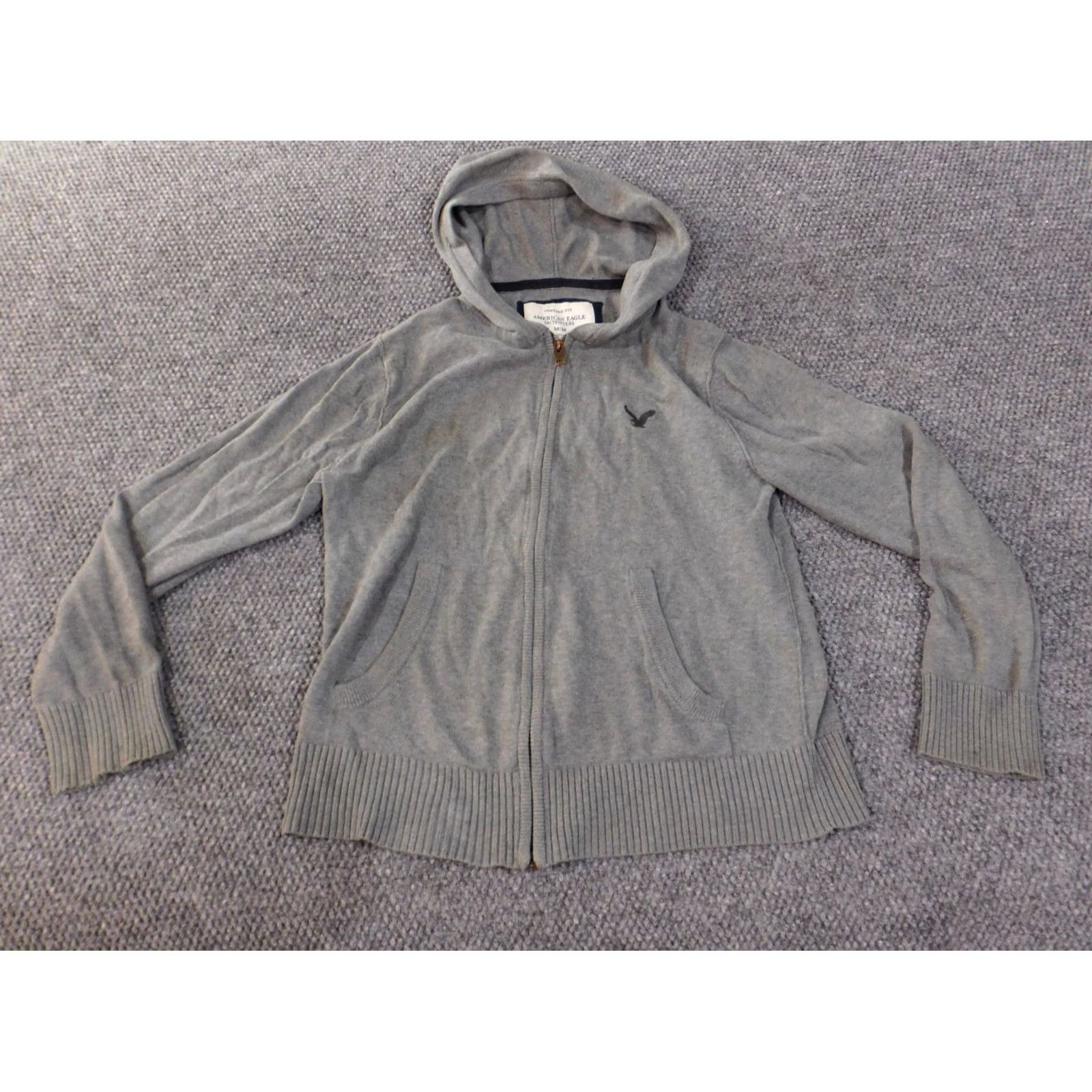 American Eagle Outfitters VINTAGE American Eagle Hoodie Womens Medium Gray Logo Zip stretch cotton Size M / US 6-8 / IT 42-44 - 2 Thumbnail