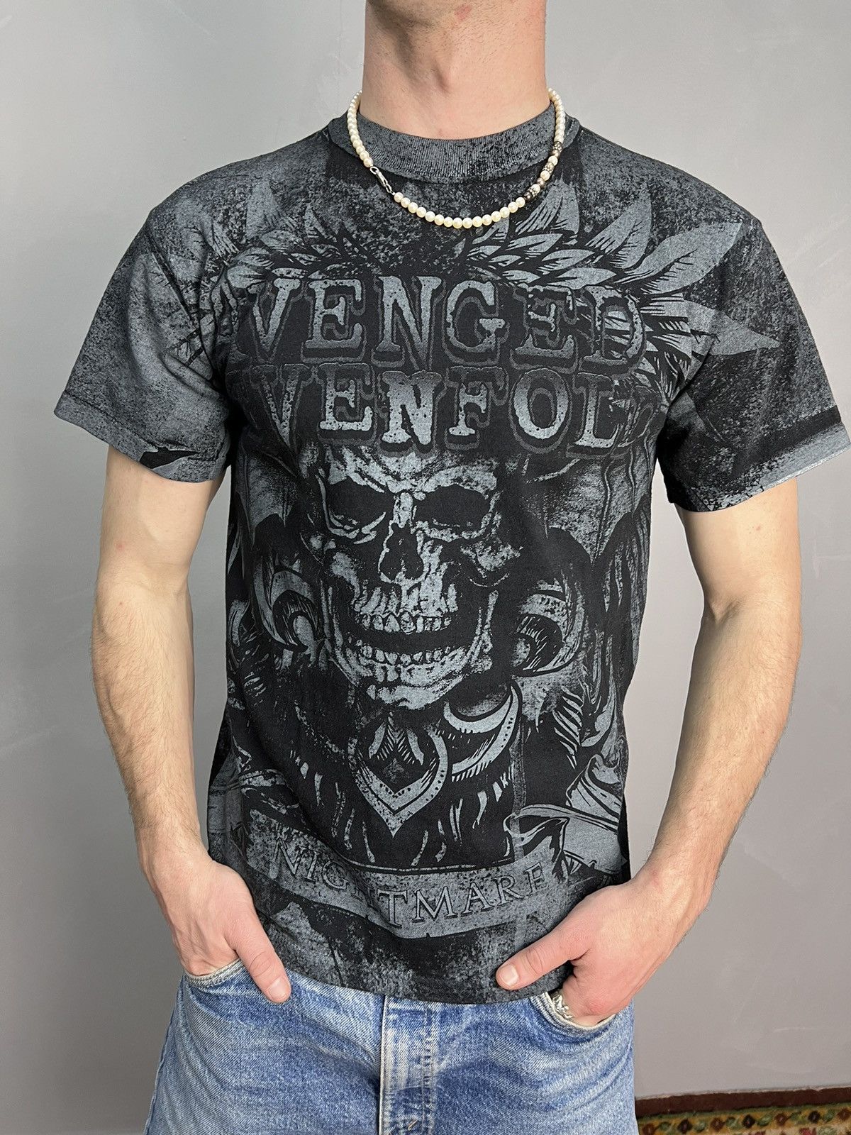 Band Tees × Vintage AVENGED SEVENFOLD Y2K SCULL BAND ROCK TEE Size US M / EU 48-50 / 2 - 5 Thumbnail