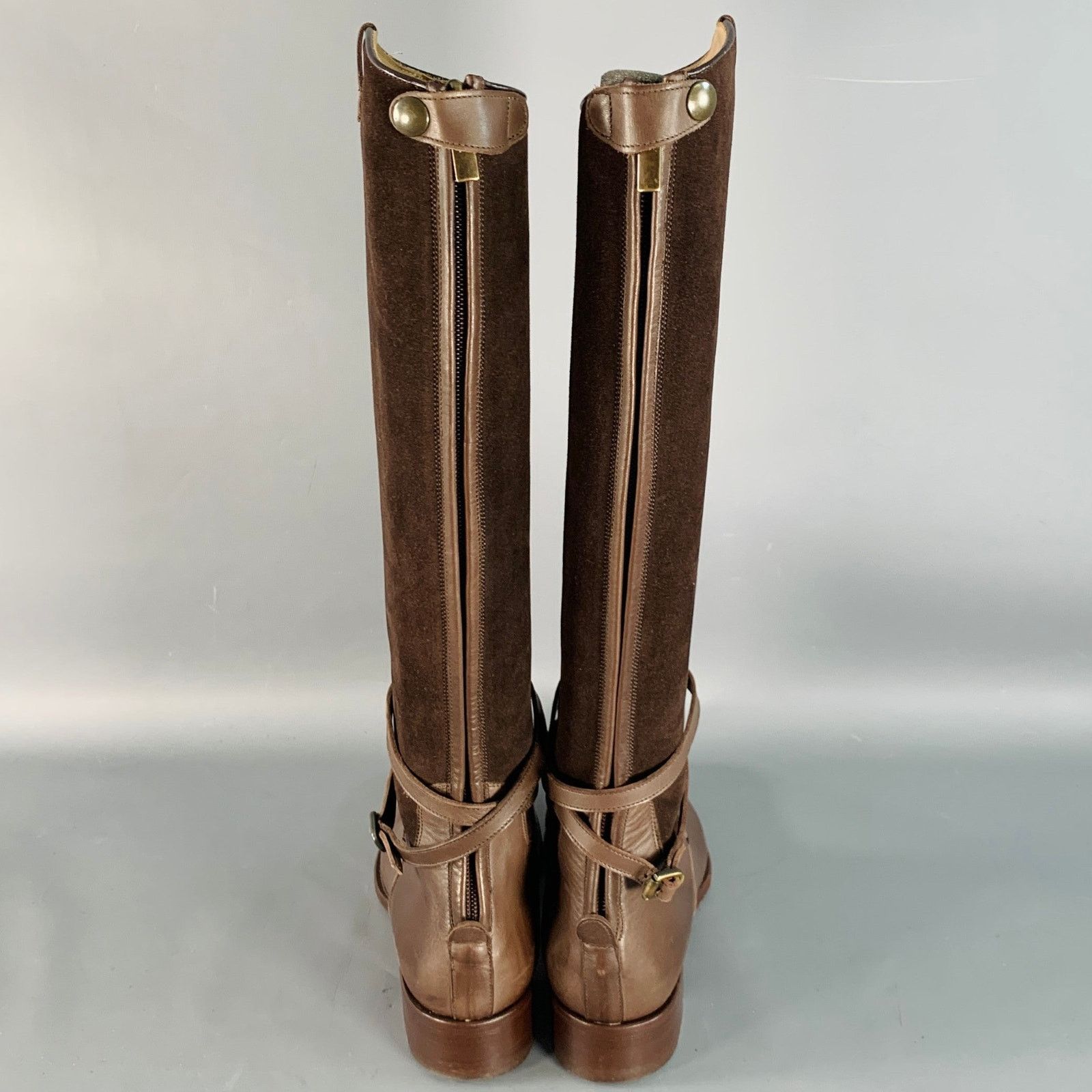 Paul Stuart PAUL STUART 7.5Brown Leather Belted Back Zipper Riding Boots Size US 7.5 / IT 37.5 - 3 Thumbnail