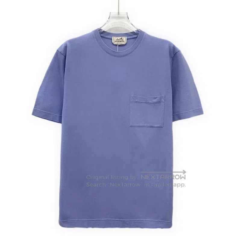Hermes Hermes Blue pocket H letter embroidery cotton round neck s Size M / US 6-8 / IT 42-44 - 1 Thumbnail