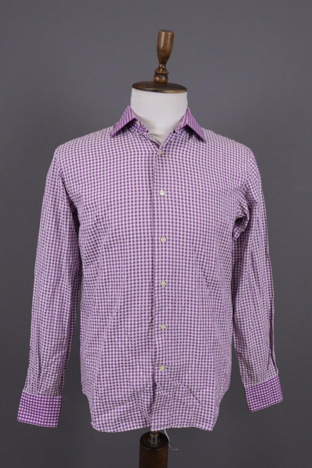 Etro Etro Milano Slim Fit Purple Check Button Down Shirt Size 40 Size US M / EU 48-50 / 2 - 1 Thumbnail