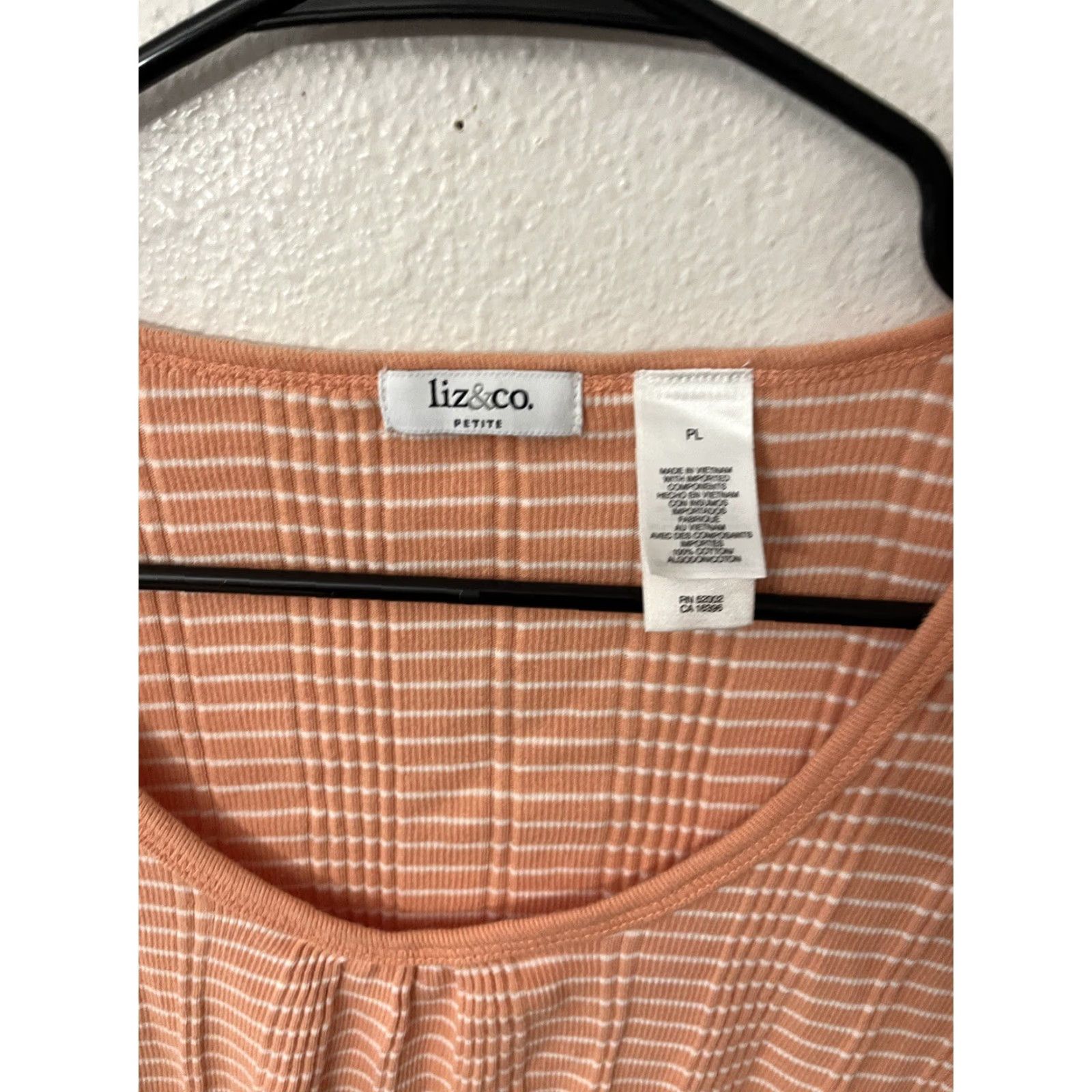 CO VINTAGE Liz & Co Women Short Sleeve T-Shirt Cotton Scoop Neck Casual Top 100% Cotton, Petite Large, Orange Size L / US 10 / IT 46 - 3 Thumbnail