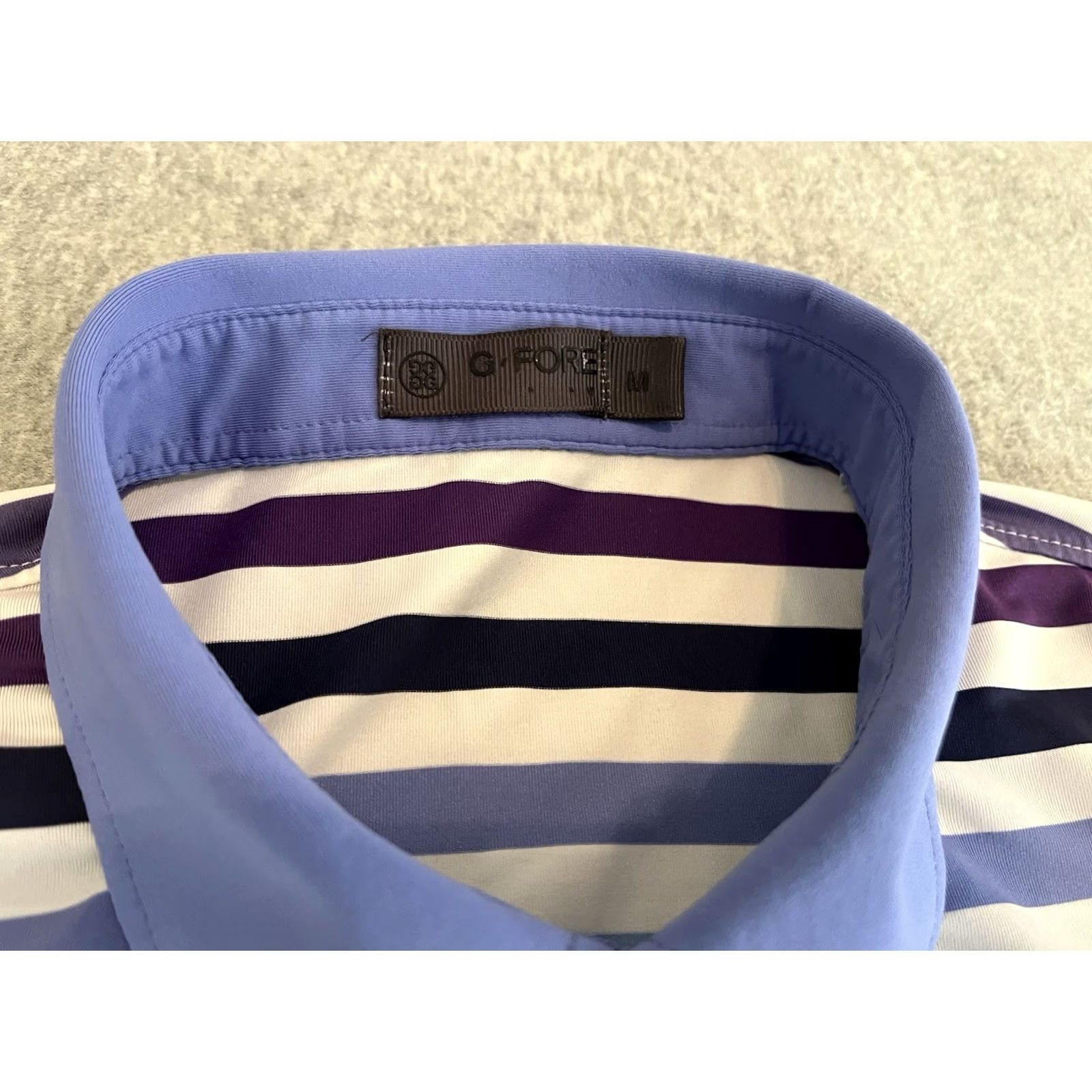 G/FORE G/FORE Polo Shirt Striped Multicolor White Blue Purple Mens M Polo Short Sleeve Golf Shirt Size US M / EU 48-50 / 2 - 2 Thumbnail