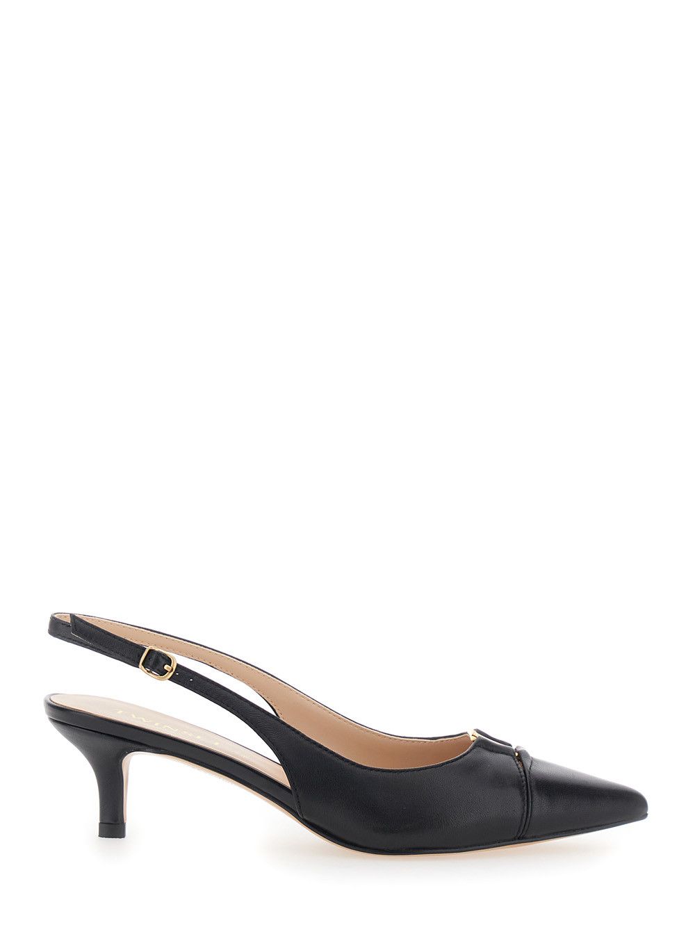 Black Pumps with Pointed Toe Design in Leather Woman