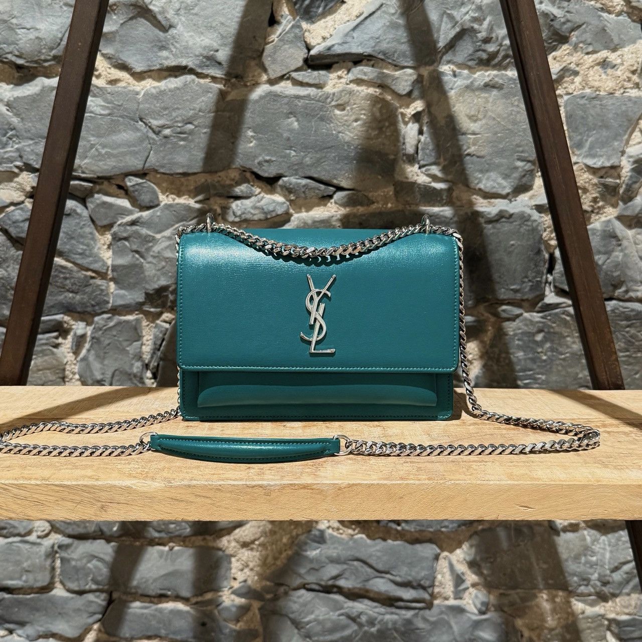 Yves Saint Laurent Saint Laurent Green Smooth Leather Medium Sunset Bag Size ONE SIZE - 1 Thumbnail