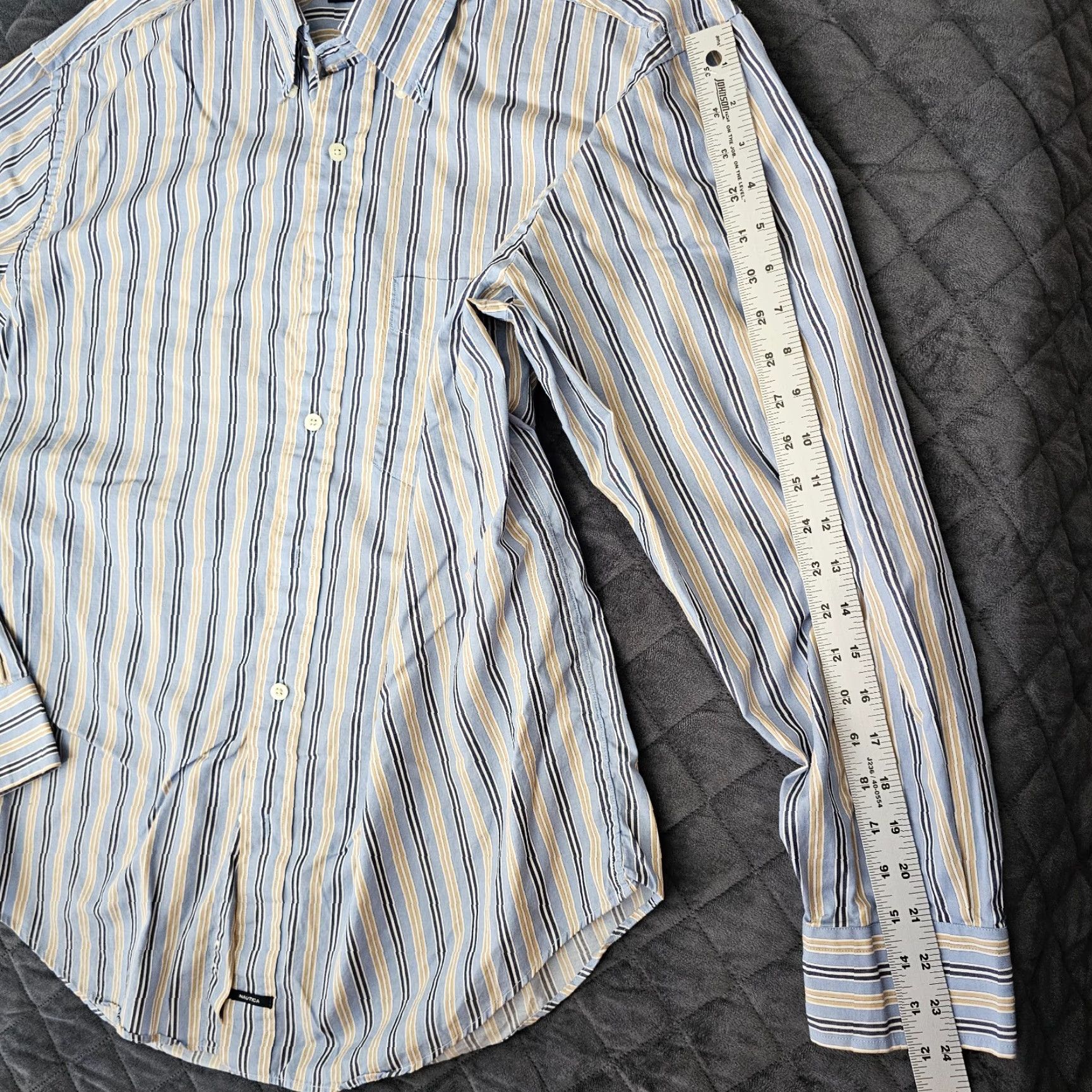 Nautica Nautica Shirt Men Large Blue Stripe Twill Cotton Button-Down Mens Size US L / EU 52-54 / 3 - 7 Thumbnail