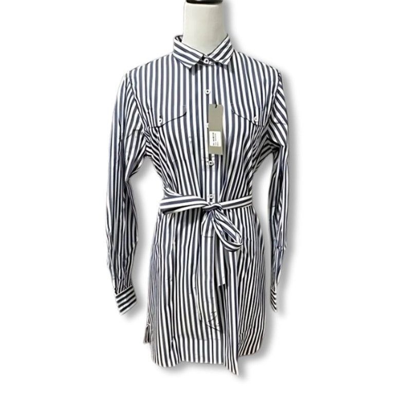 Other Pennington & Bailes Navy White Stripe Belter Shirt Dress L Size L / US 10 / IT 46 - 1 Thumbnail