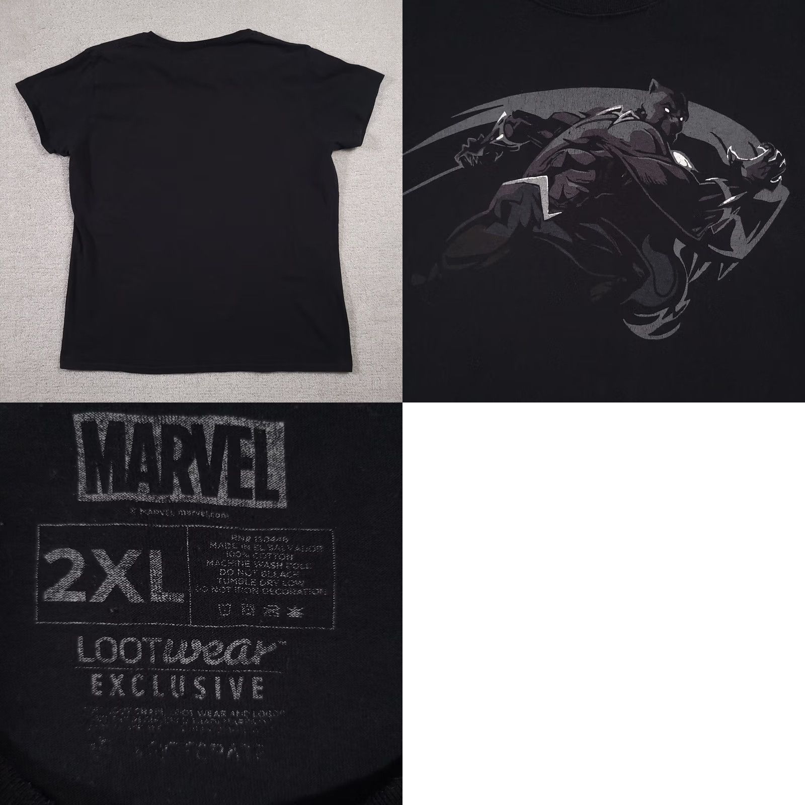 Vintage Marvel Black Panther T Shirt Men's 2XL Black Graphic Tee Lootwear Exclusive S/S Size US XXL / EU 58 / 5 - 8 Thumbnail