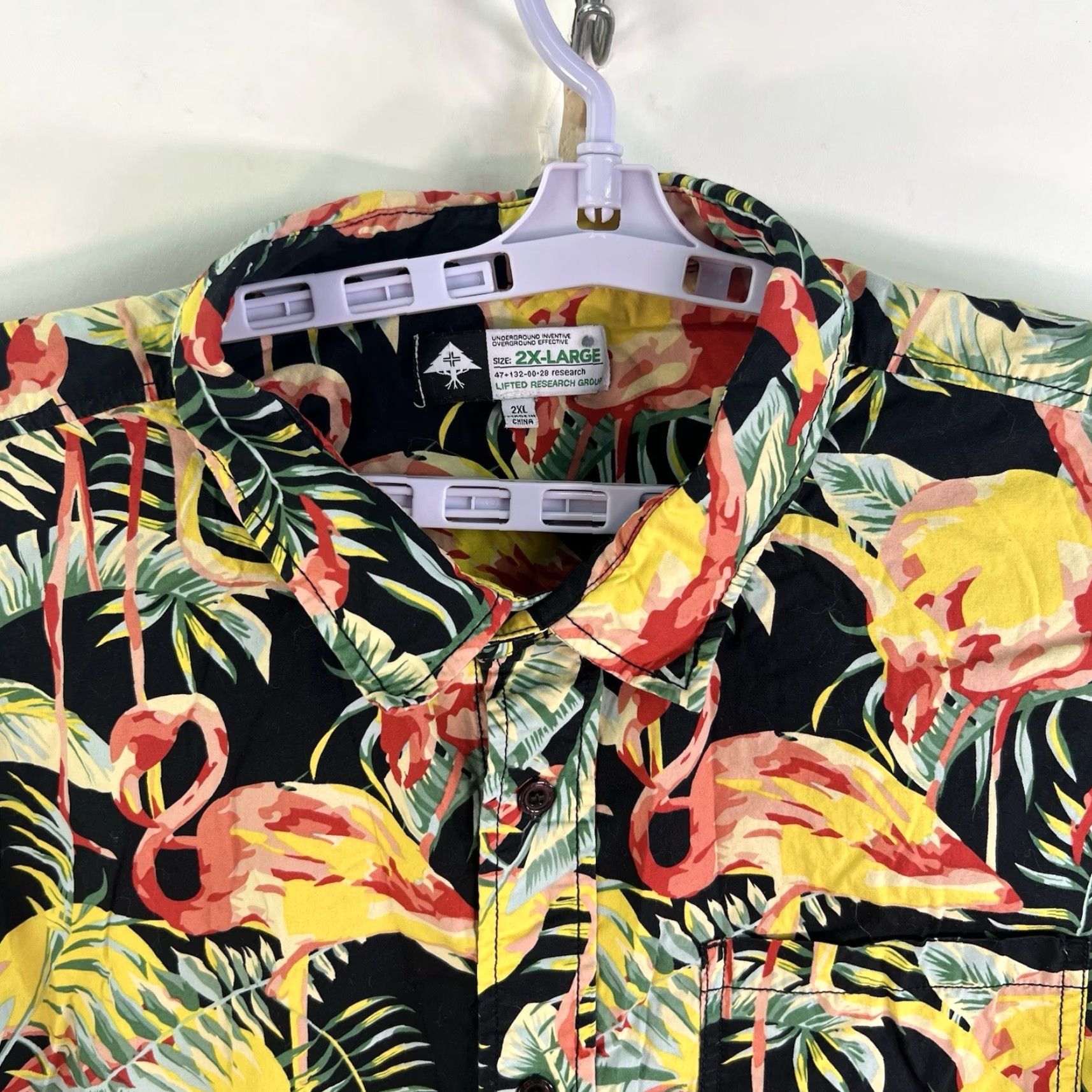 Vintage VINTAGE LRG Hawaiian Casual Shirt Men 2XL Short Sleeve Flamingo Animal Print Cotton Blue Size US XXL / EU 58 / 5 - 4 Thumbnail