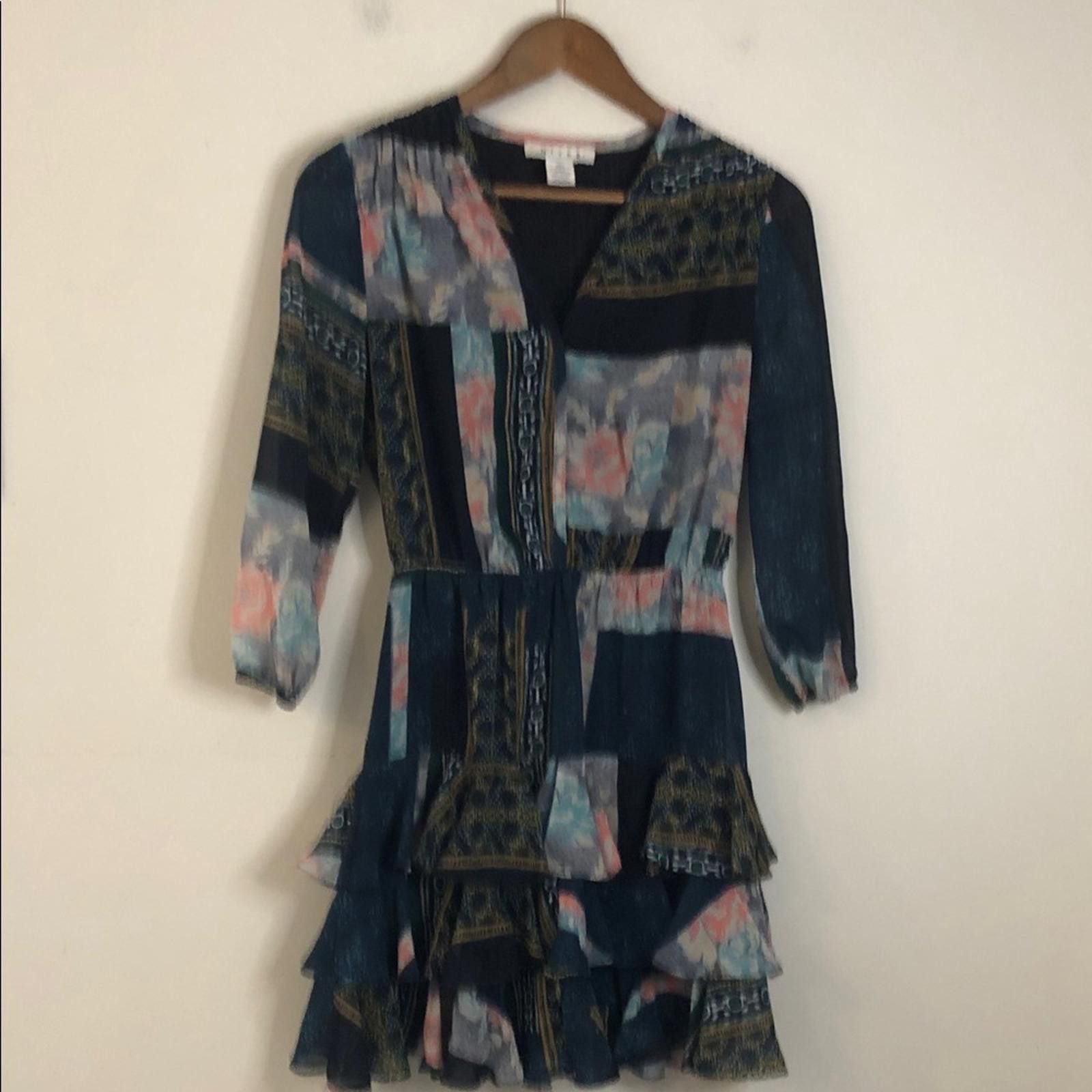 Hickey Freeman Hiché floral patchwork midi dress black pink SZ XS Size XS / US 0-2 / IT 36-38 - 3 Thumbnail
