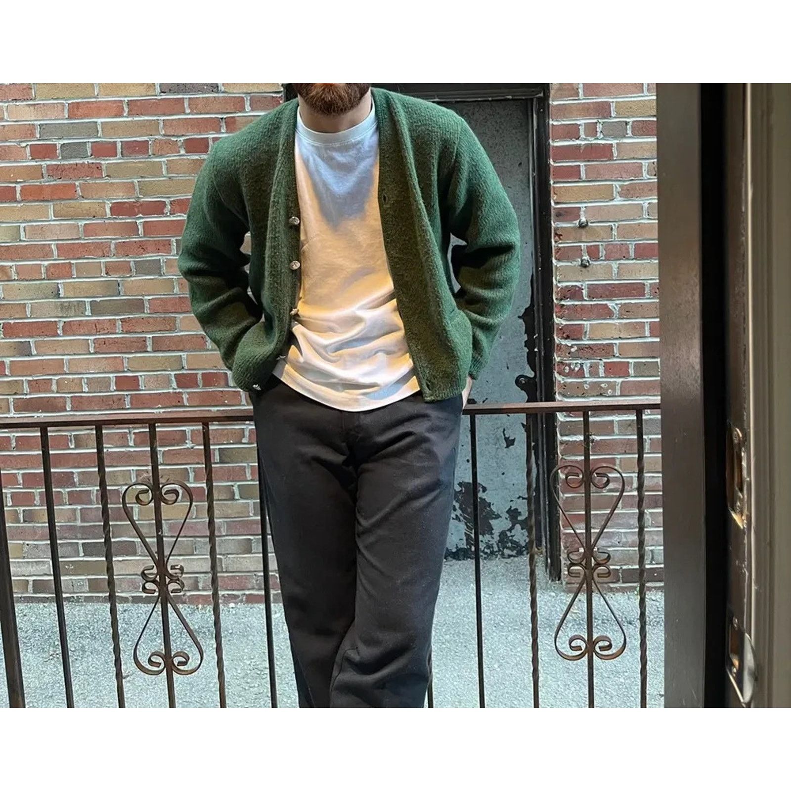 Vintage Vintage 1960s Wool & Mohair Green Cardigan | Size S Size US S / EU 44-46 / 1 - 9 Thumbnail